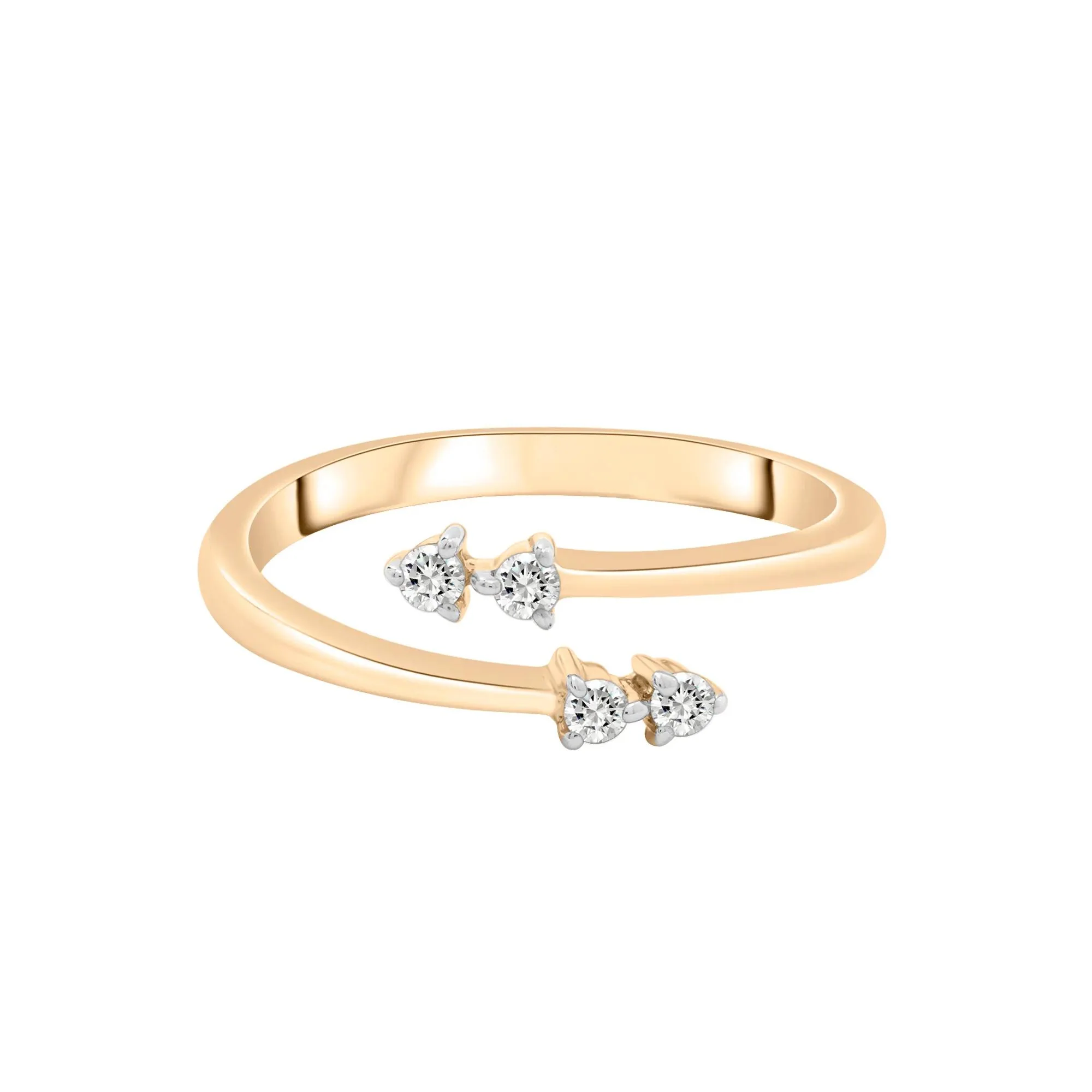 1/10 CT. Tw. Diamond Open Bypass Ring 10K Yellow Gold Round Brilliant Cut Size 8 2mm