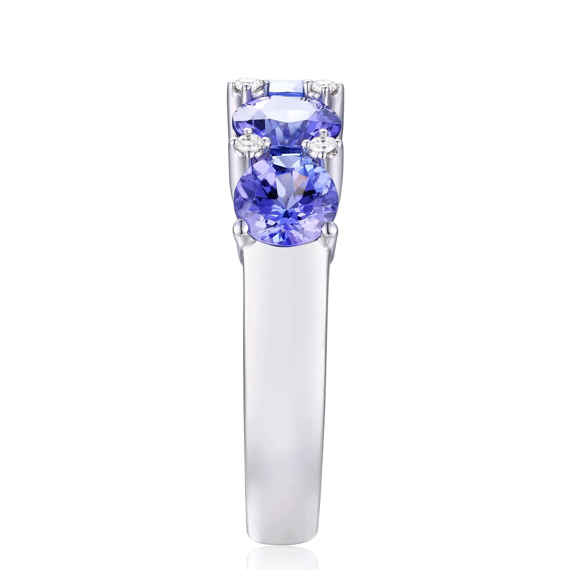 Tanzanite & Diamond Accent Ring 10K White Gold Round Brilliant Cut Size 9 - Image 3