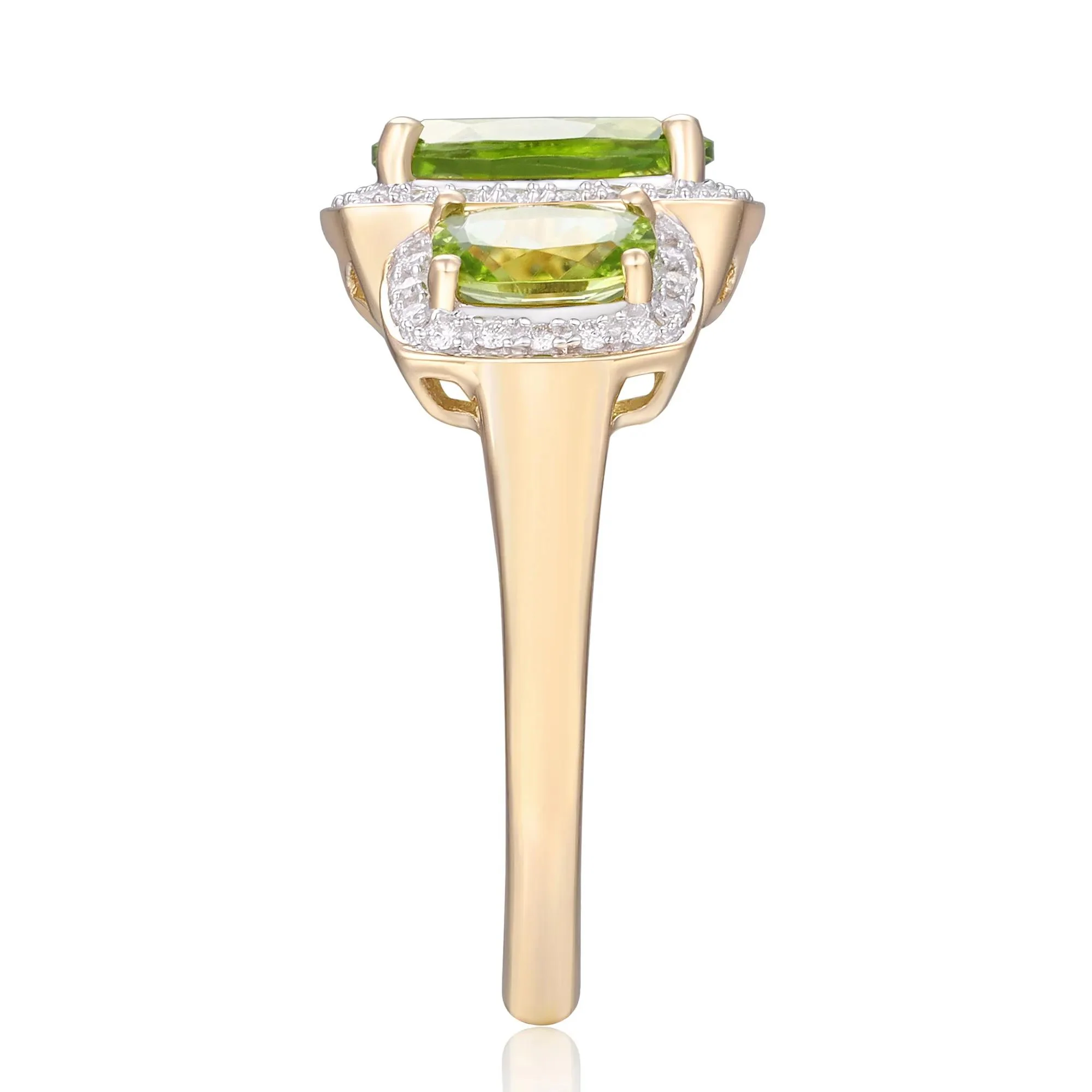 1/5 CT. Tw. Peridot and Diamond Ring 10K Yellow Gold Size 5 - Image 3