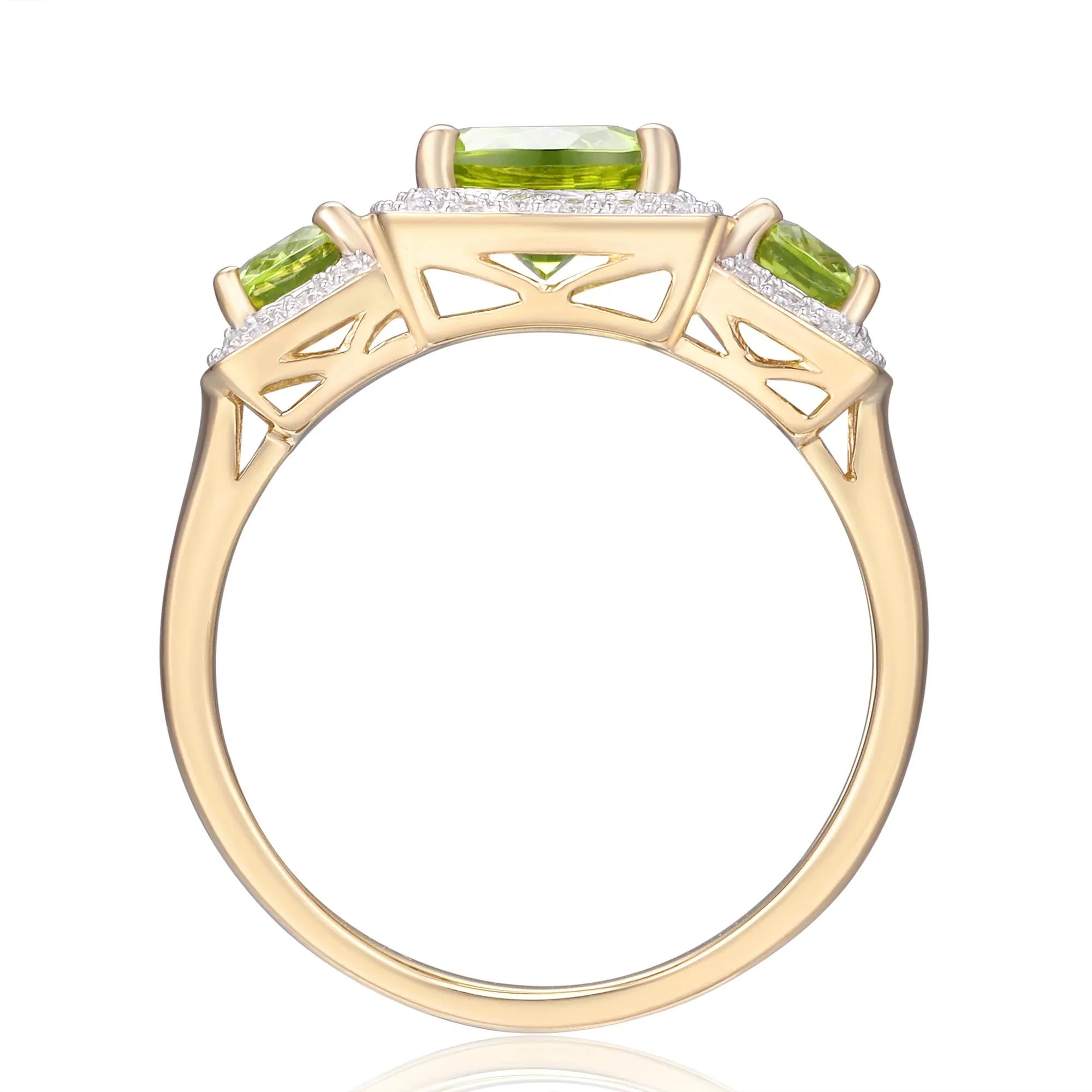 1/5 CT. Tw. Peridot and Diamond Ring 10K Yellow Gold Size 6.5 - Image 2