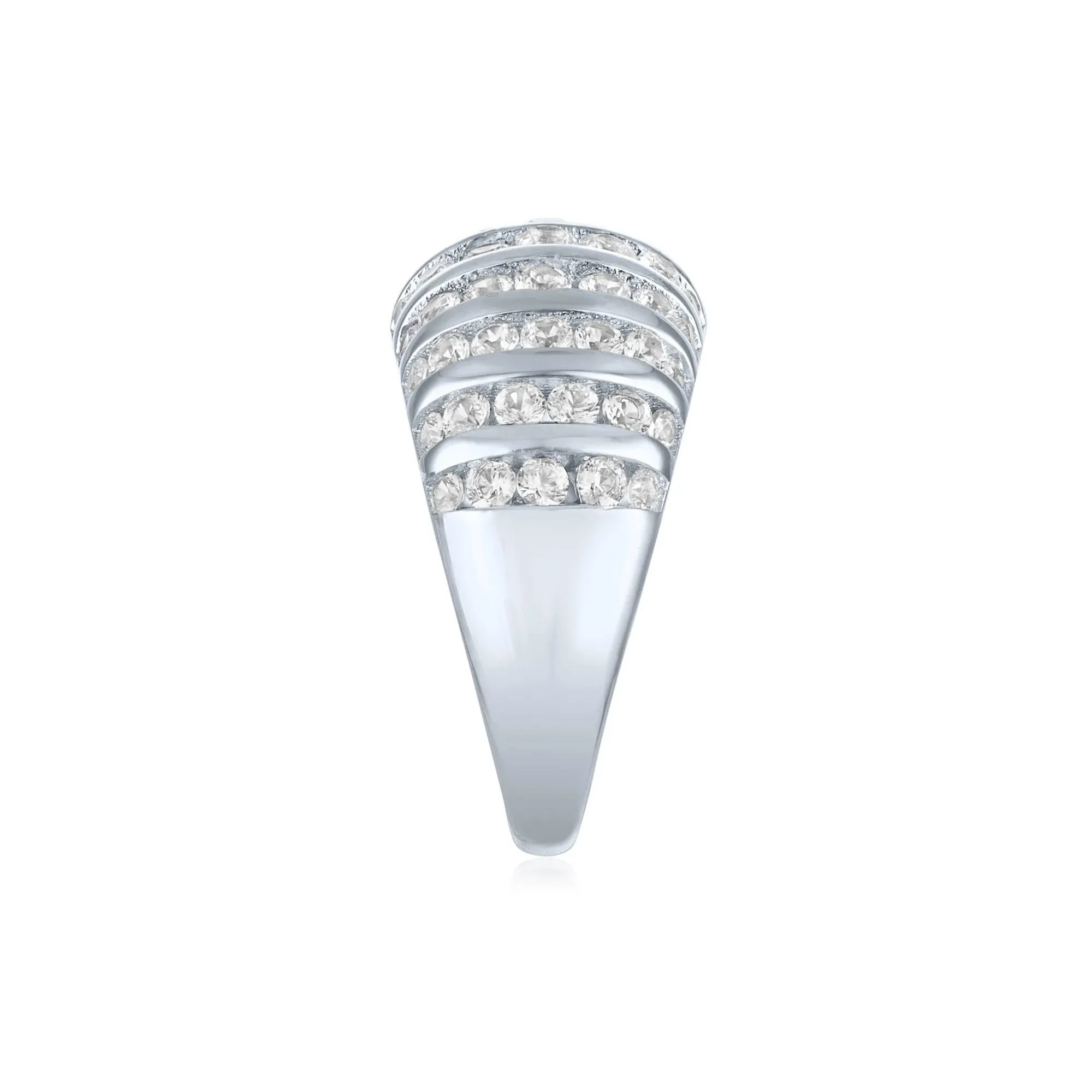 White Sapphire Graduated Wide Band Ring .925 Sterling Silver Size 7 1mm - Image 2