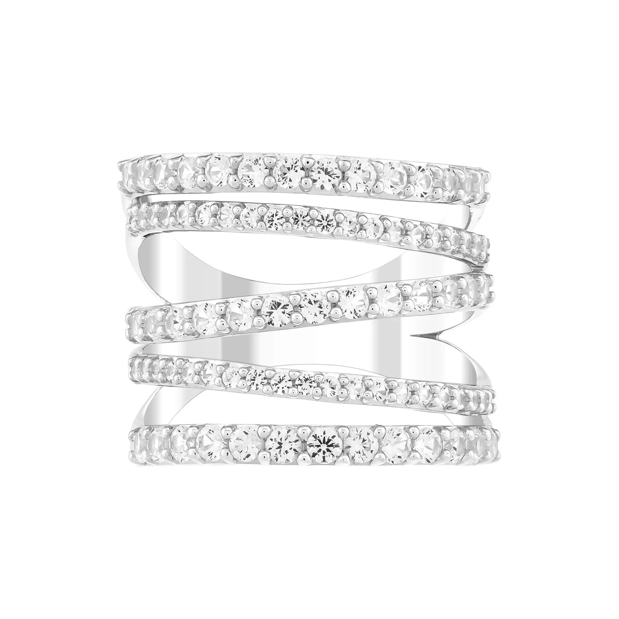 Lab-Created White Sapphire Wrap Band Ring .925 Sterling Silver Size 7 4.5mm - Image 2