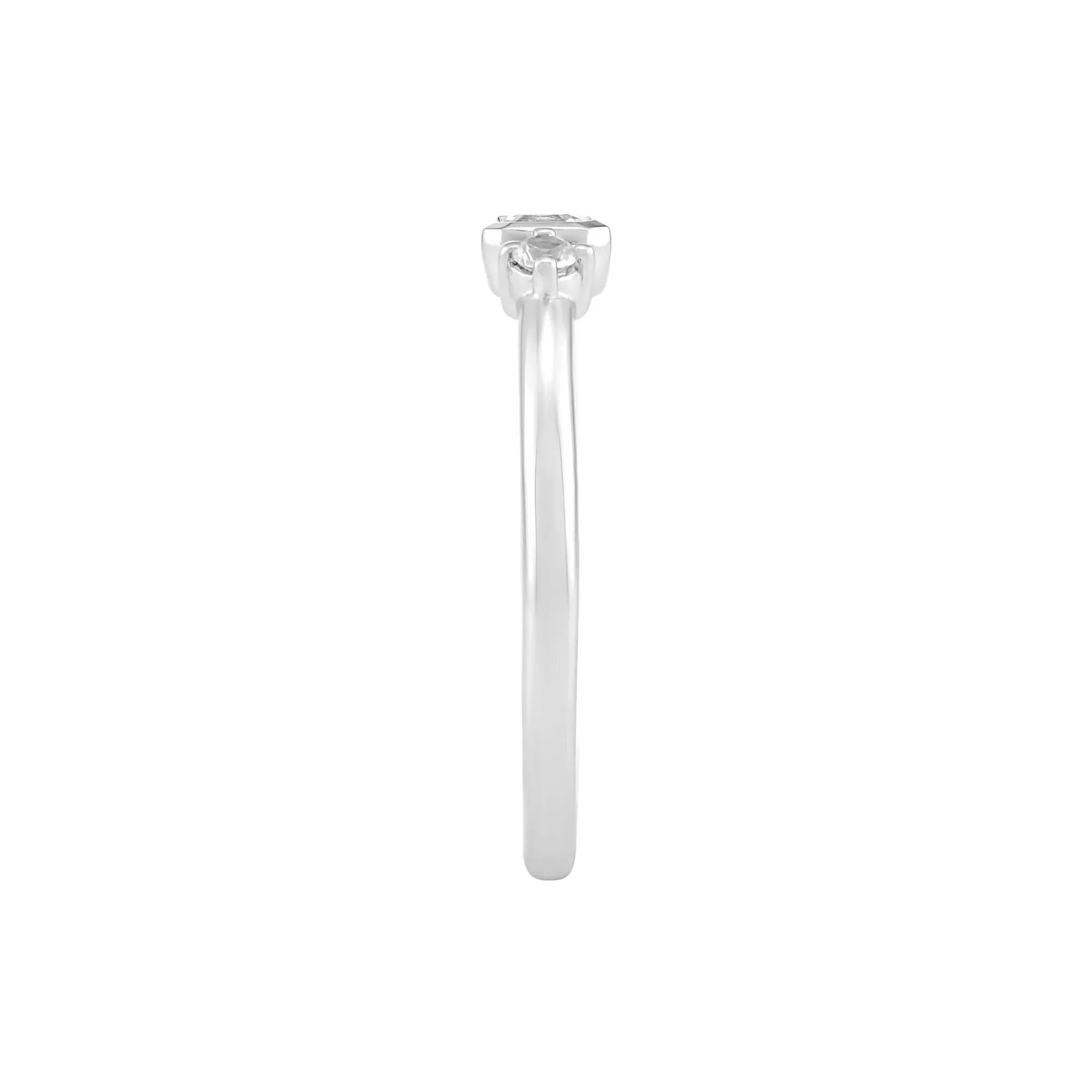 Asscher-Cut Lab-Created White Sapphire Stack Ring .925 Sterling Silver Size 8.5 1.5mm - Image 2