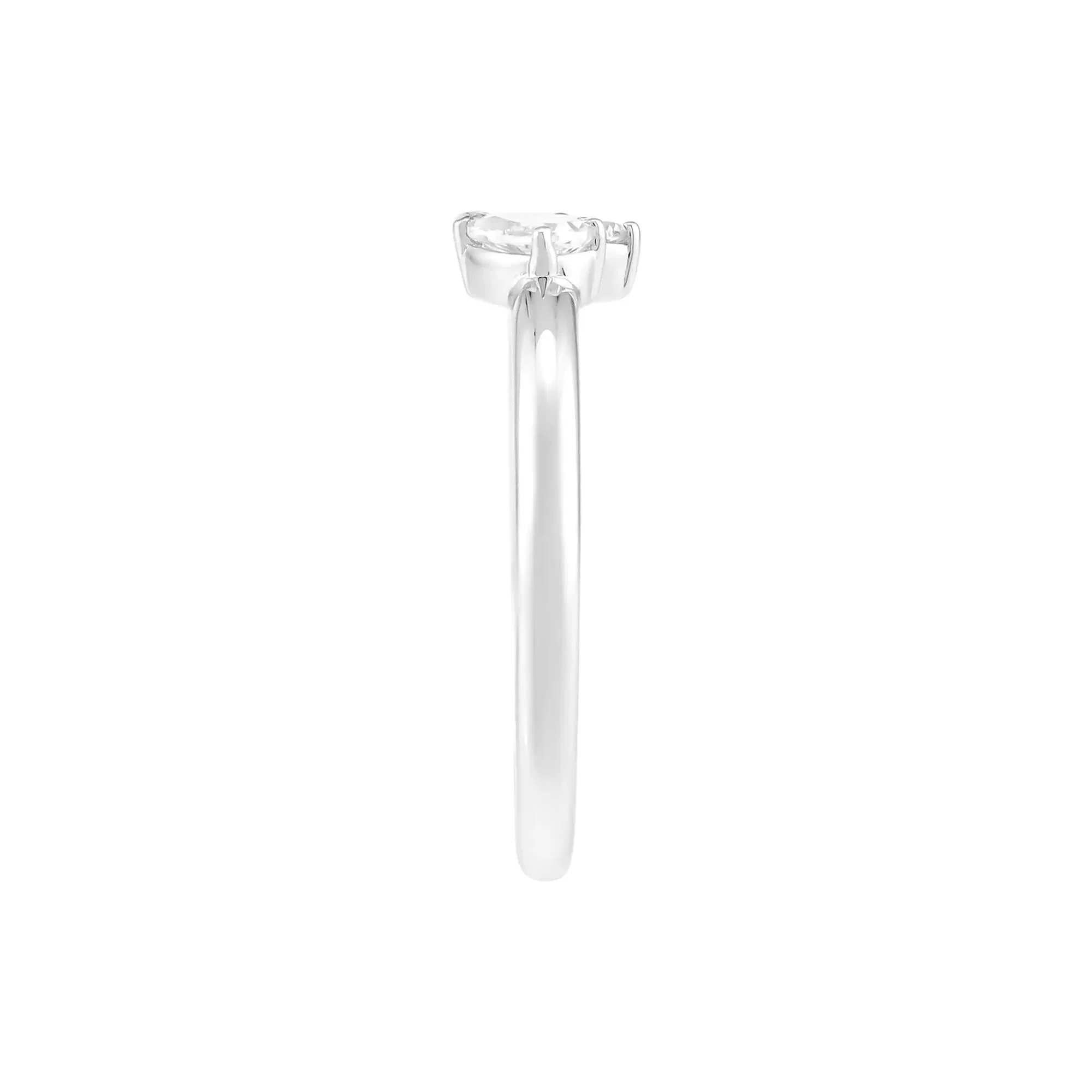 Lab-Created White Sapphire Three-Stone Stack Ring .925 Sterling Silver Round Brilliant Cut Size 10 1.5mm - Image 2