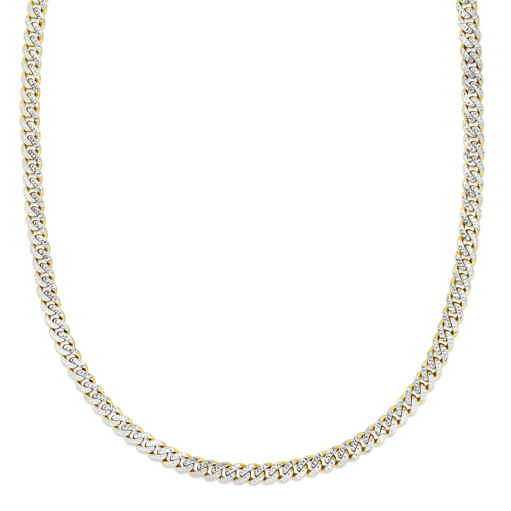 Miami Cuban Pave Chain 14K Yellow and White Gold Necklace Size 24" - Image 2