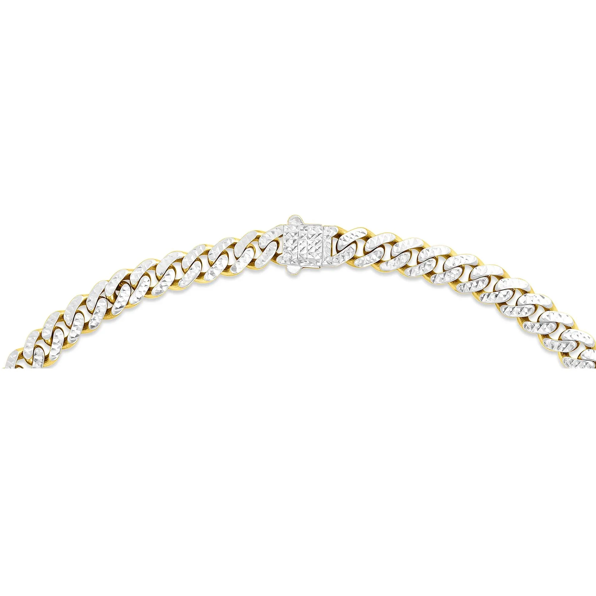 Miami Cuban Pave Chain 14K Yellow and White Gold Necklace Size 24" - Image 4