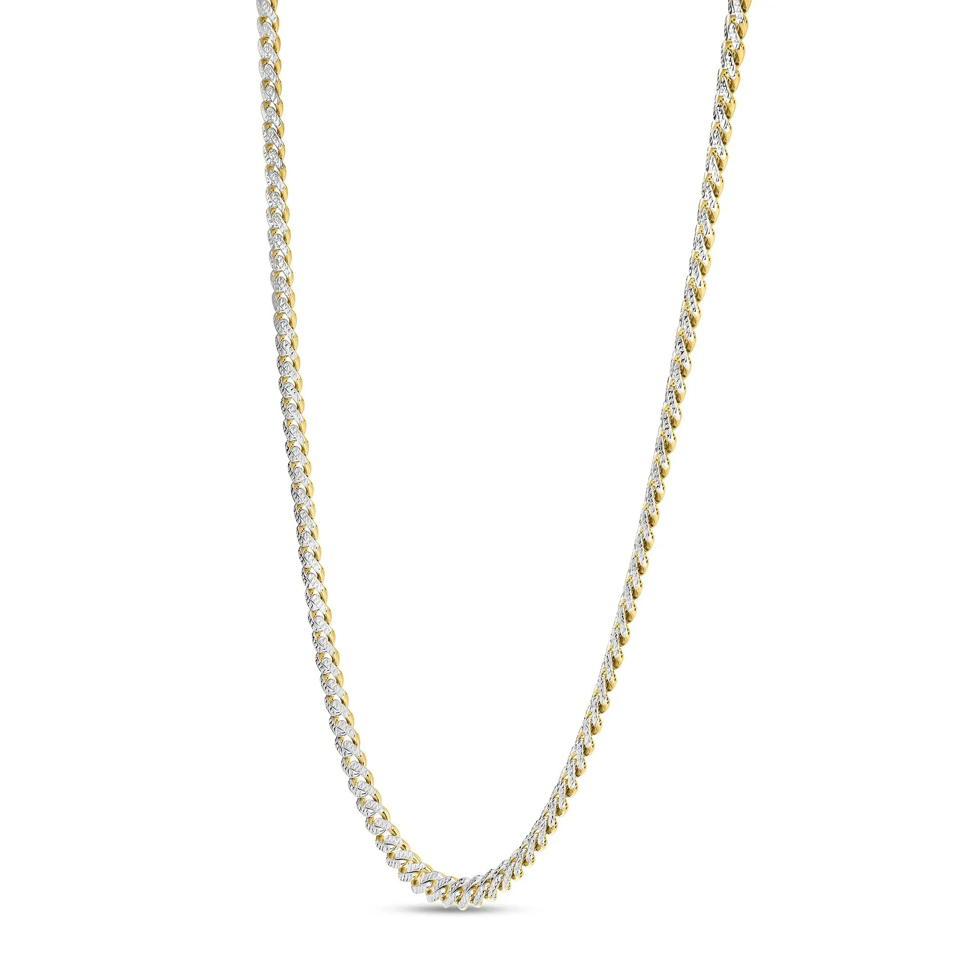 Miami Cuban Pave Chain 14K Yellow and White Gold Necklace Size 24" - Image 5