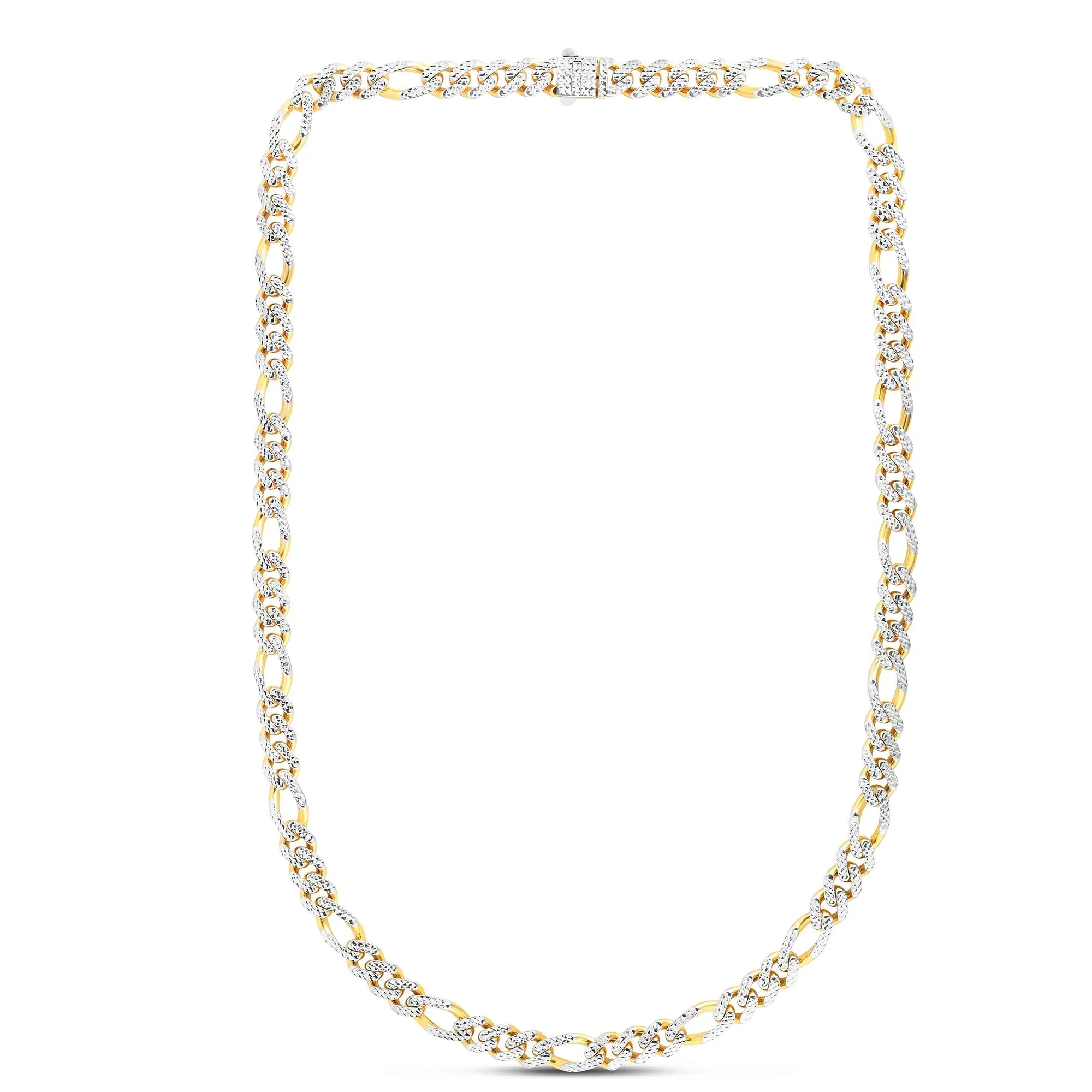 Monaco Figaro Pave Chain 14K Yellow and White Gold Necklace Size 22" - Image 2