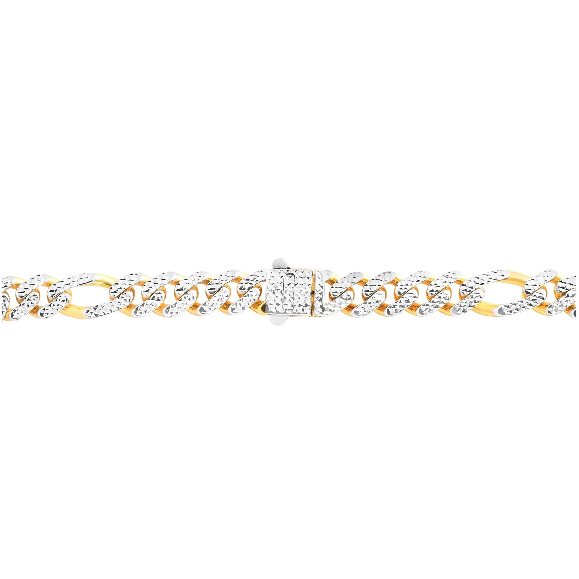 Monaco Figaro Pave Chain 14K Yellow and White Gold Necklace Size 22" - Image 3