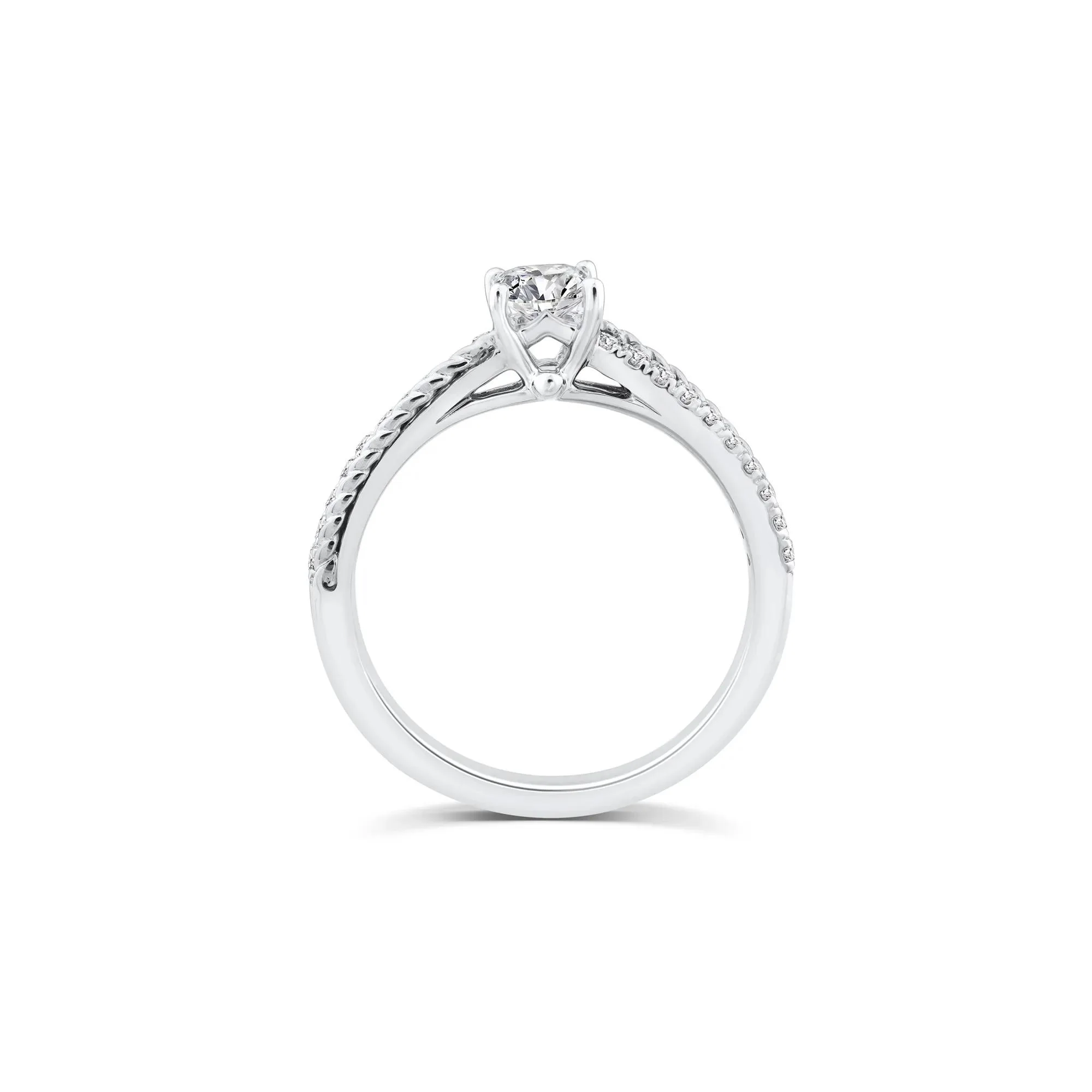 5/8 CT. Tw. Princess-Cut Diamond Engagement Ring 14K White Gold Round Brilliant Cut Size 9 2mm - Image 2