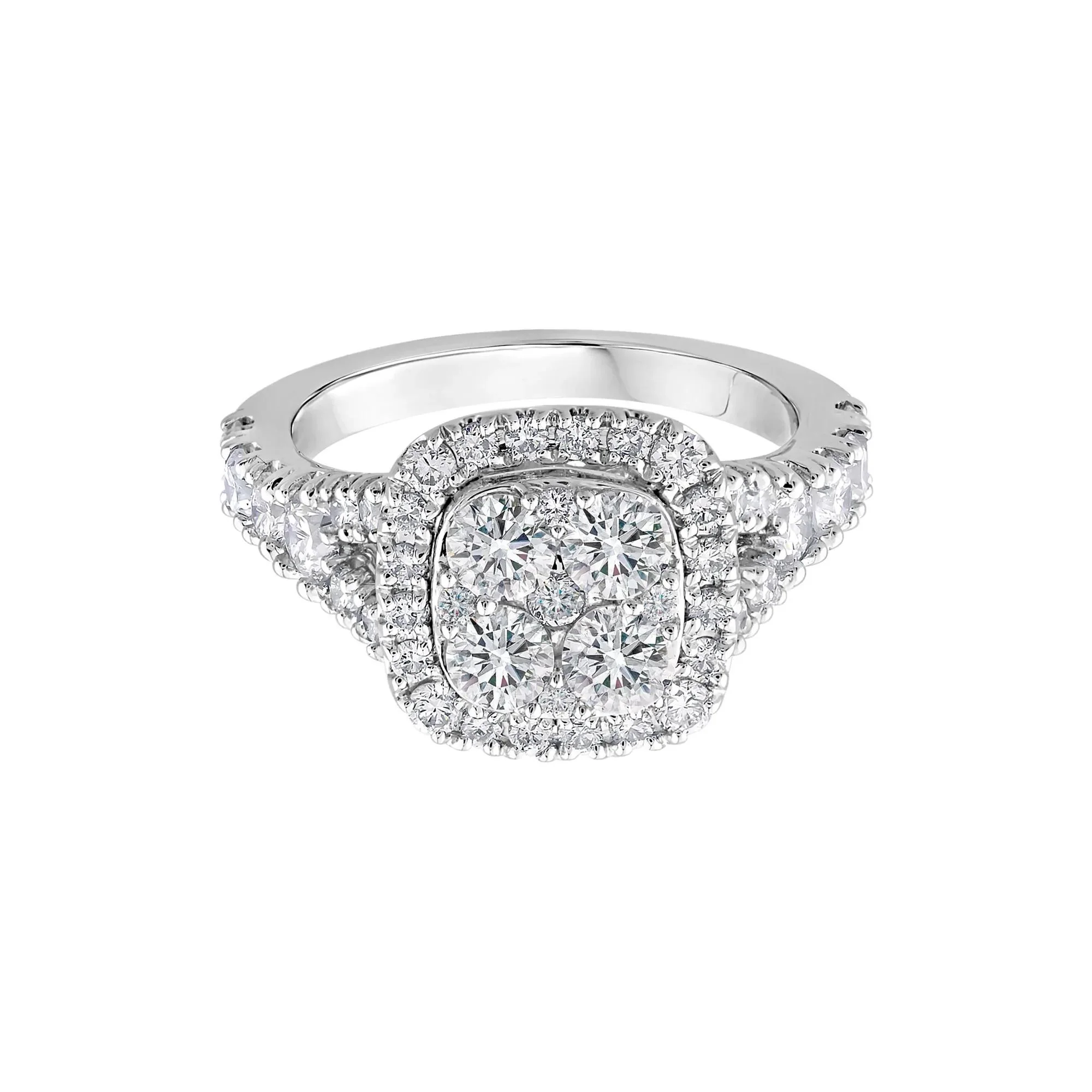 2 CT. Tw. Lab Grown Diamond Composite Engagement Ring 14K White Gold Round Brilliant Cut Size 8