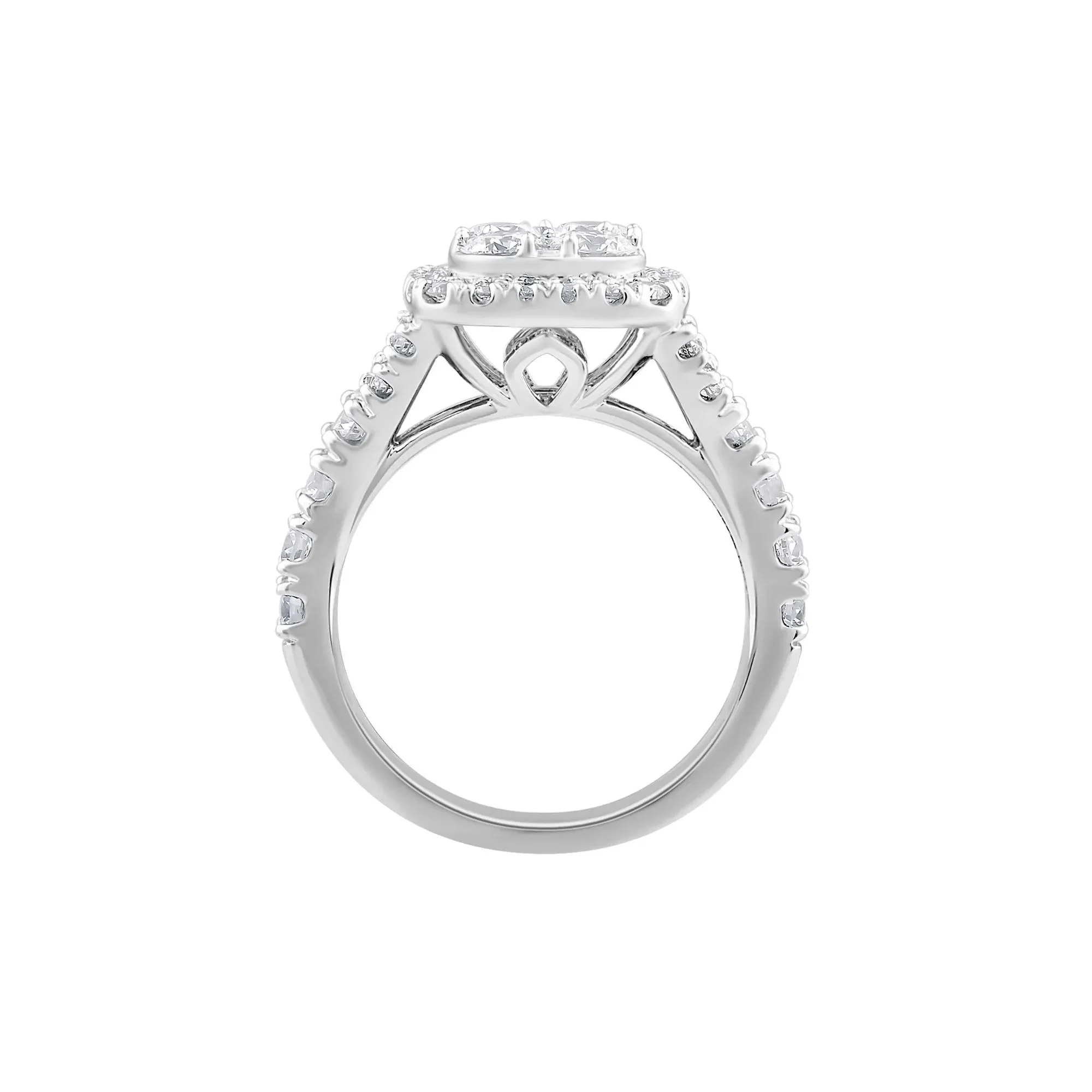2 CT. Tw. Lab Grown Diamond Composite Engagement Ring 14K White Gold Round Brilliant Cut Size 9 - Image 2