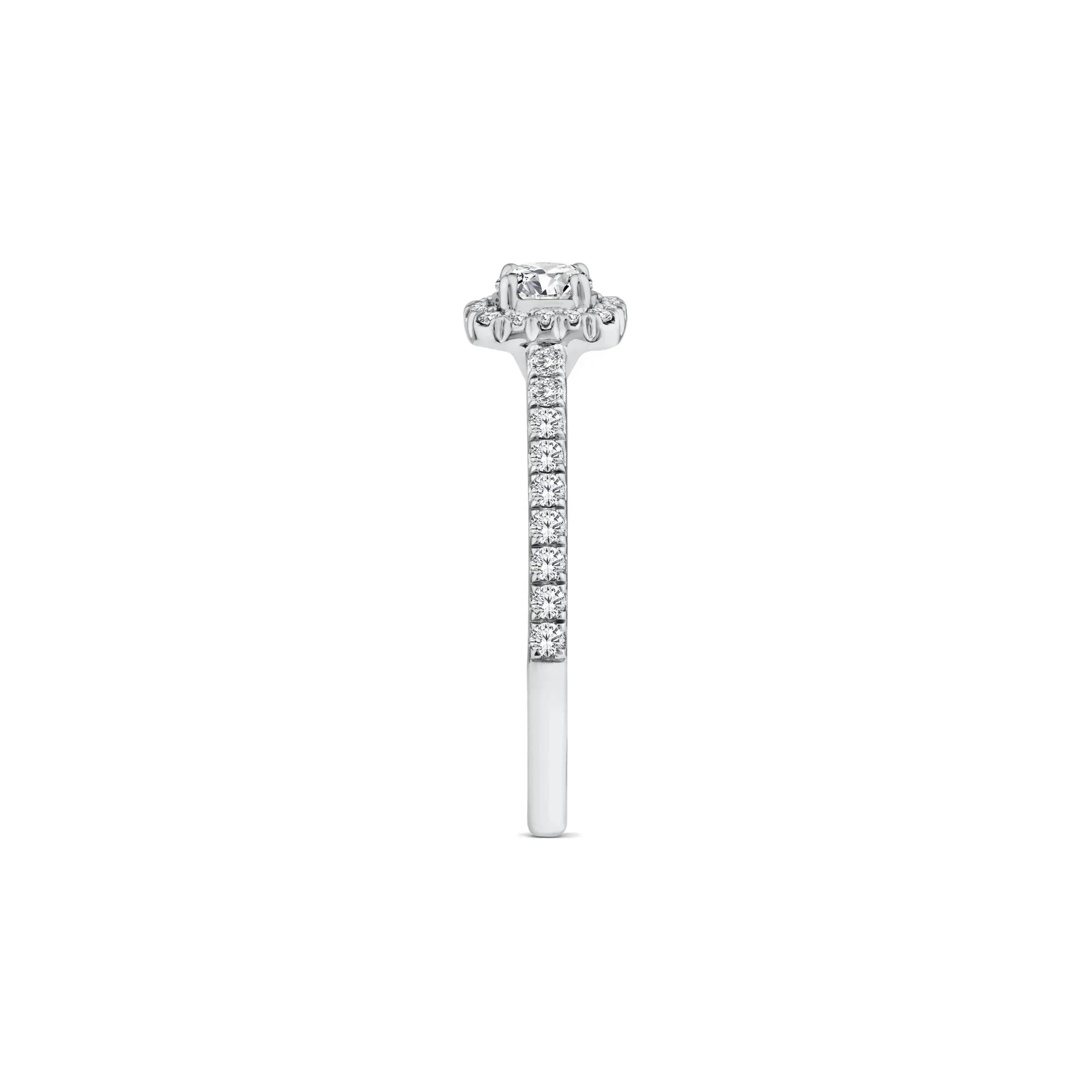 5/8 CT. Tw. Diamond Halo Engagement Ring 14K White and Yellow Gold Round Brilliant Cut Size 8 1.5mm - Image 3