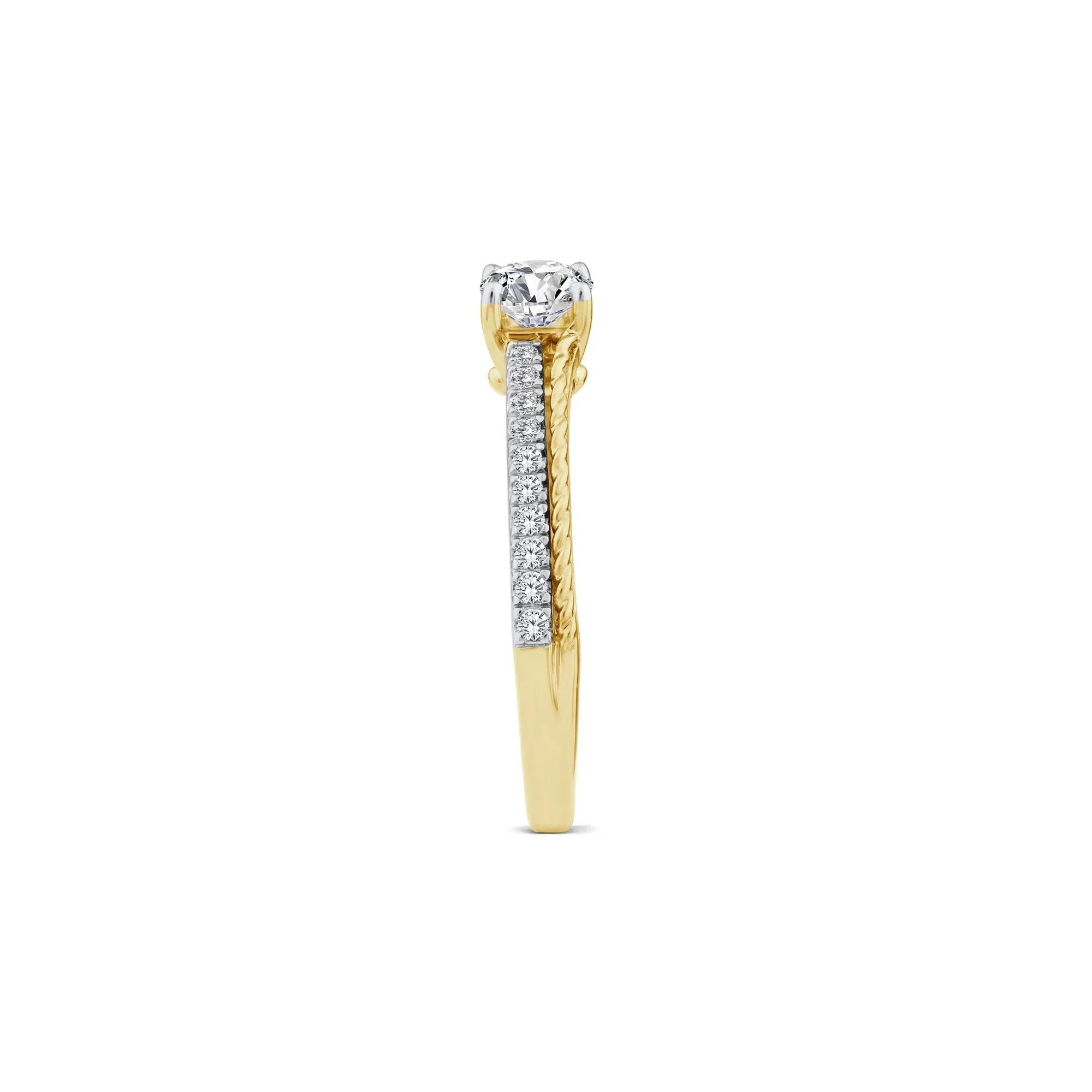 5/8 CT. Tw. Diamond Twist Engagement Ring 14K White and Yellow Gold Round Brilliant Cut Size 8 2mm - Image 2