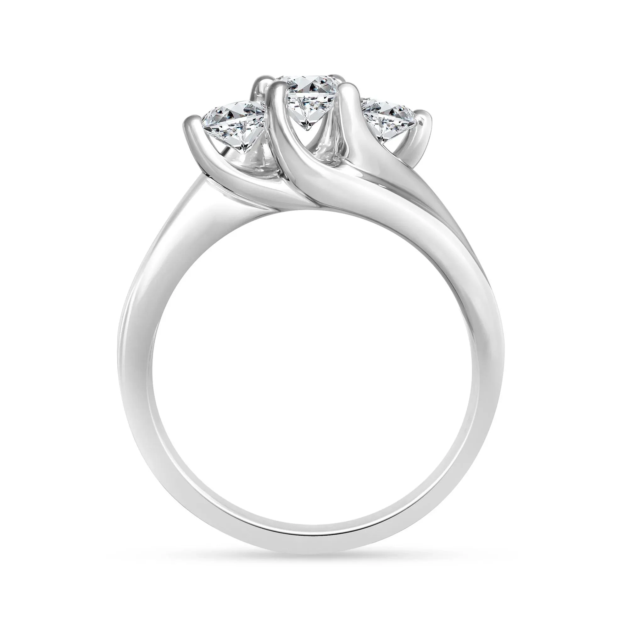 1 CT. Tw. Diamond Three-Stone Ring 14K White Gold Round Brilliant Cut Size 5 2.5mm - Image 2