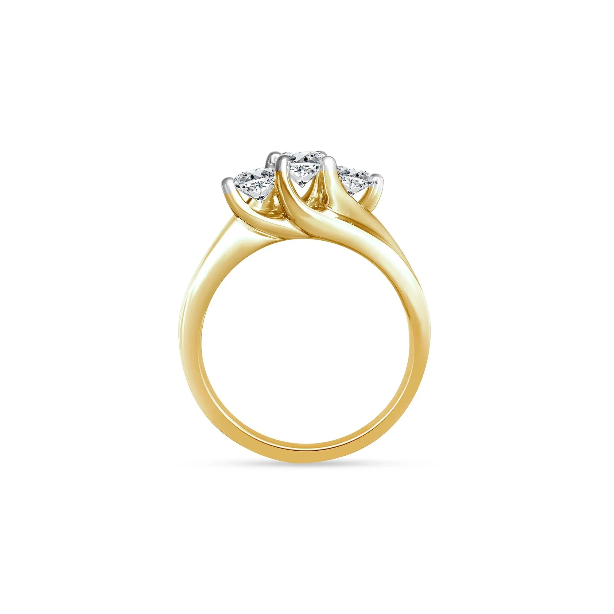 1 CT. Tw. Diamond Three-Stone Ring 14K Yellow Gold Round Brilliant Cut Size 8.5 2.5mm - Image 2