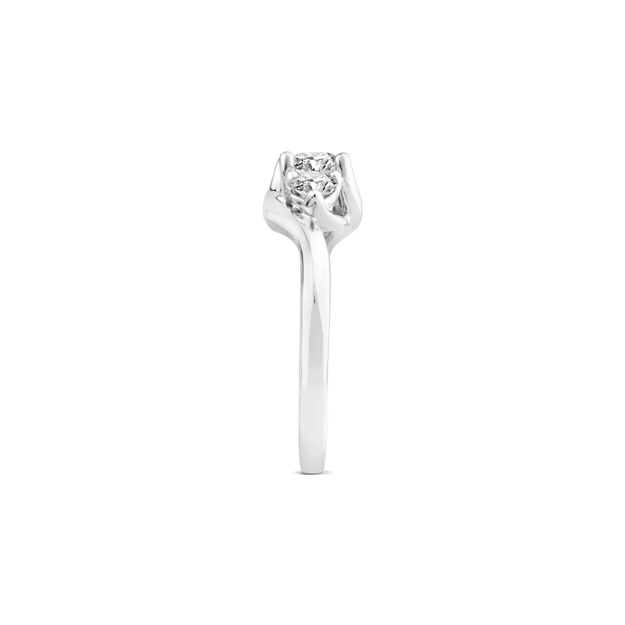 3/4 CT. Tw. Diamond Three-Stone Bypass Ring 14K White Gold Round Brilliant Cut Size 5 11.5mm - Image 2