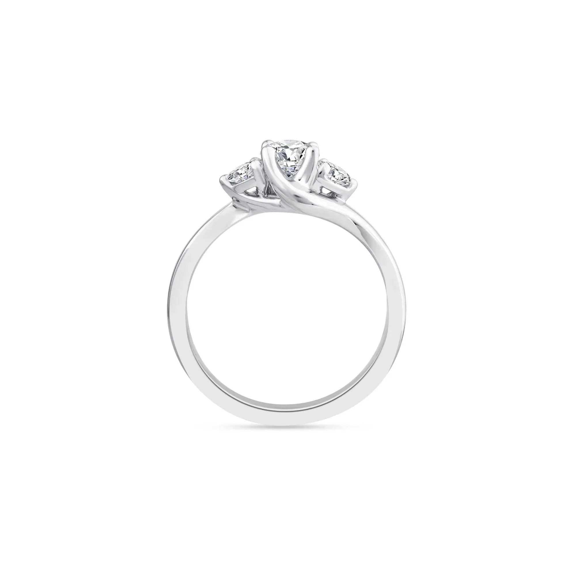 3/4 CT. Tw. Diamond Three-Stone Bypass Ring 14K White Gold Round Brilliant Cut Size 8.5 11.5mm - Image 3