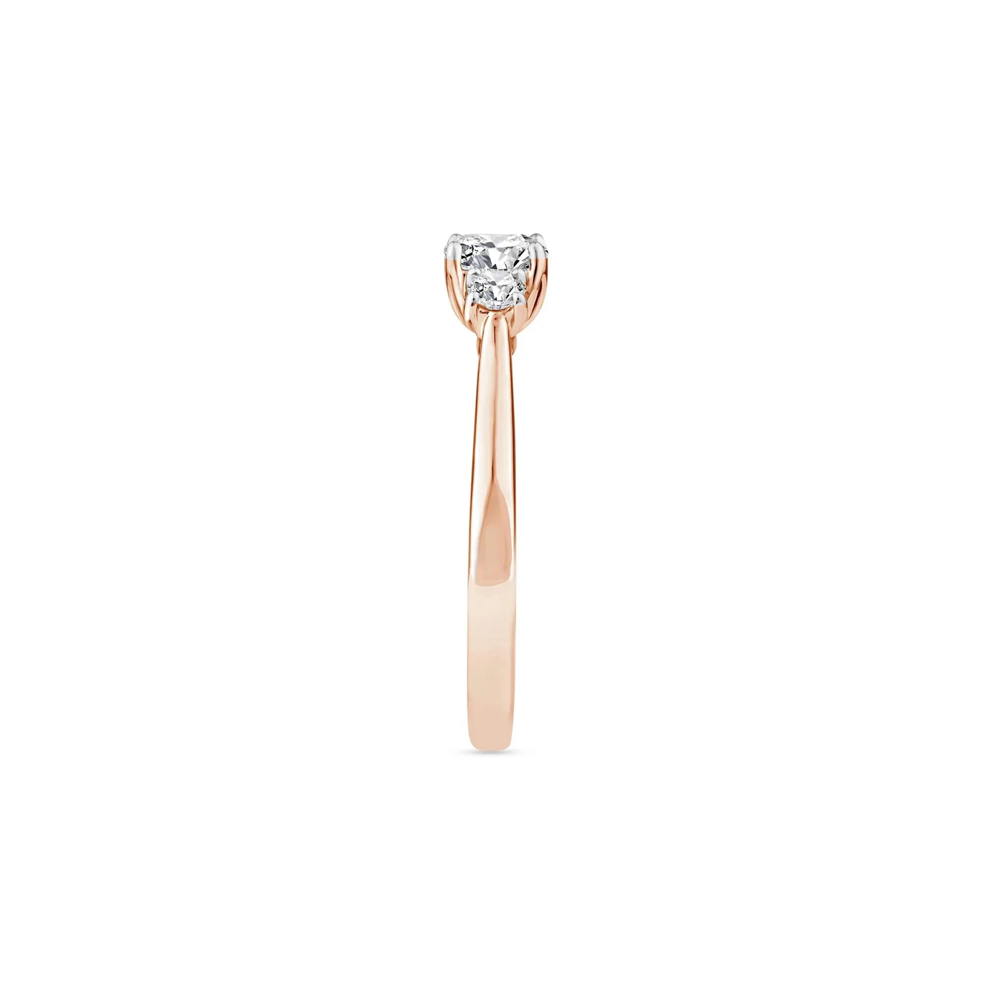 1/2 CT. Tw. Diamond Oval Center Three-Stone Ring 14K Rose Gold Round Brilliant Cut Size 9.5 2mm - Image 3