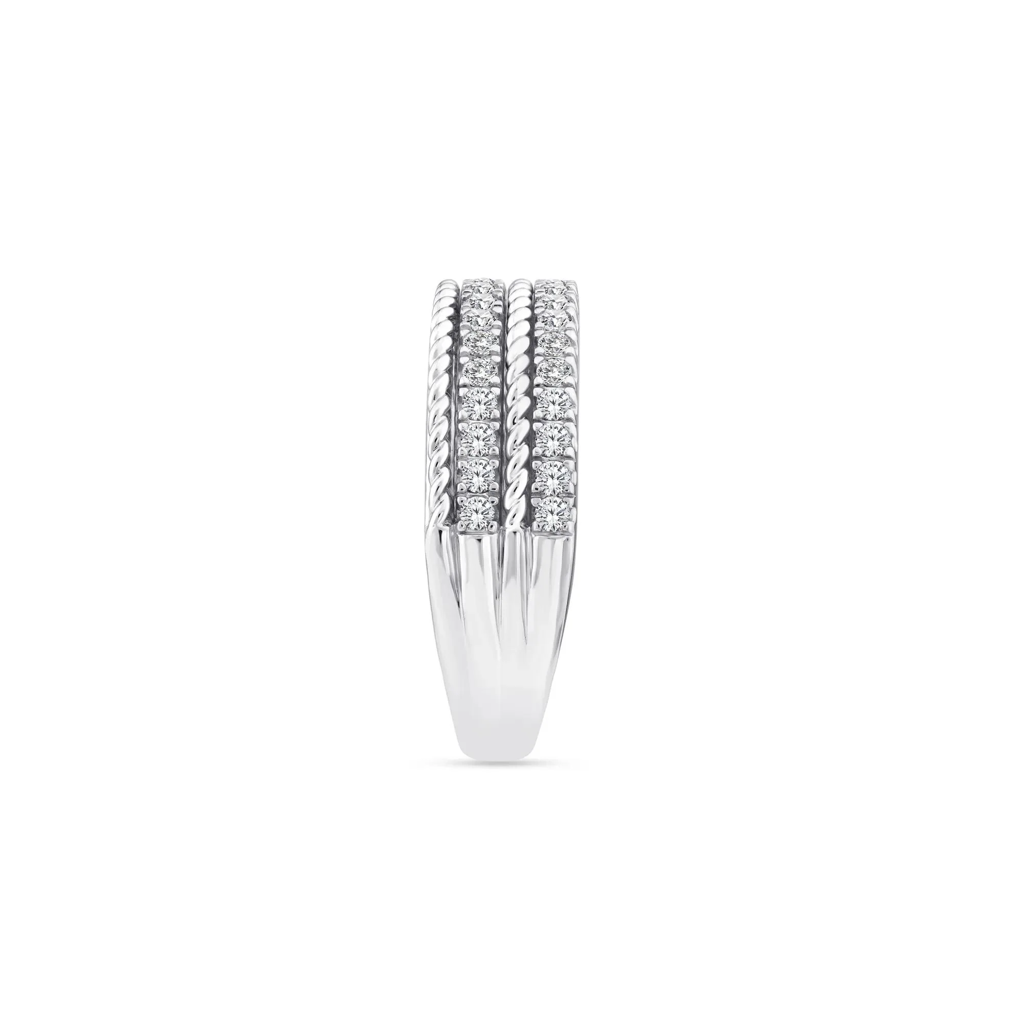 1/2 CT. Tw. Diamond Multi-Row Band Ring 14K White Gold Round Brilliant Cut Size 9 3mm - Image 2