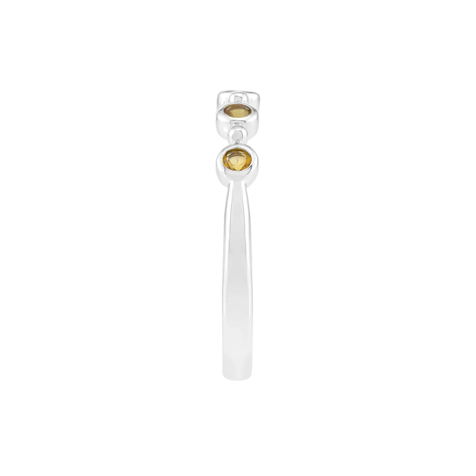 Citrine Bezel Stack Ring .925 Sterling Silver Round Brilliant Cut White Size 9.5 2mm - Image 3