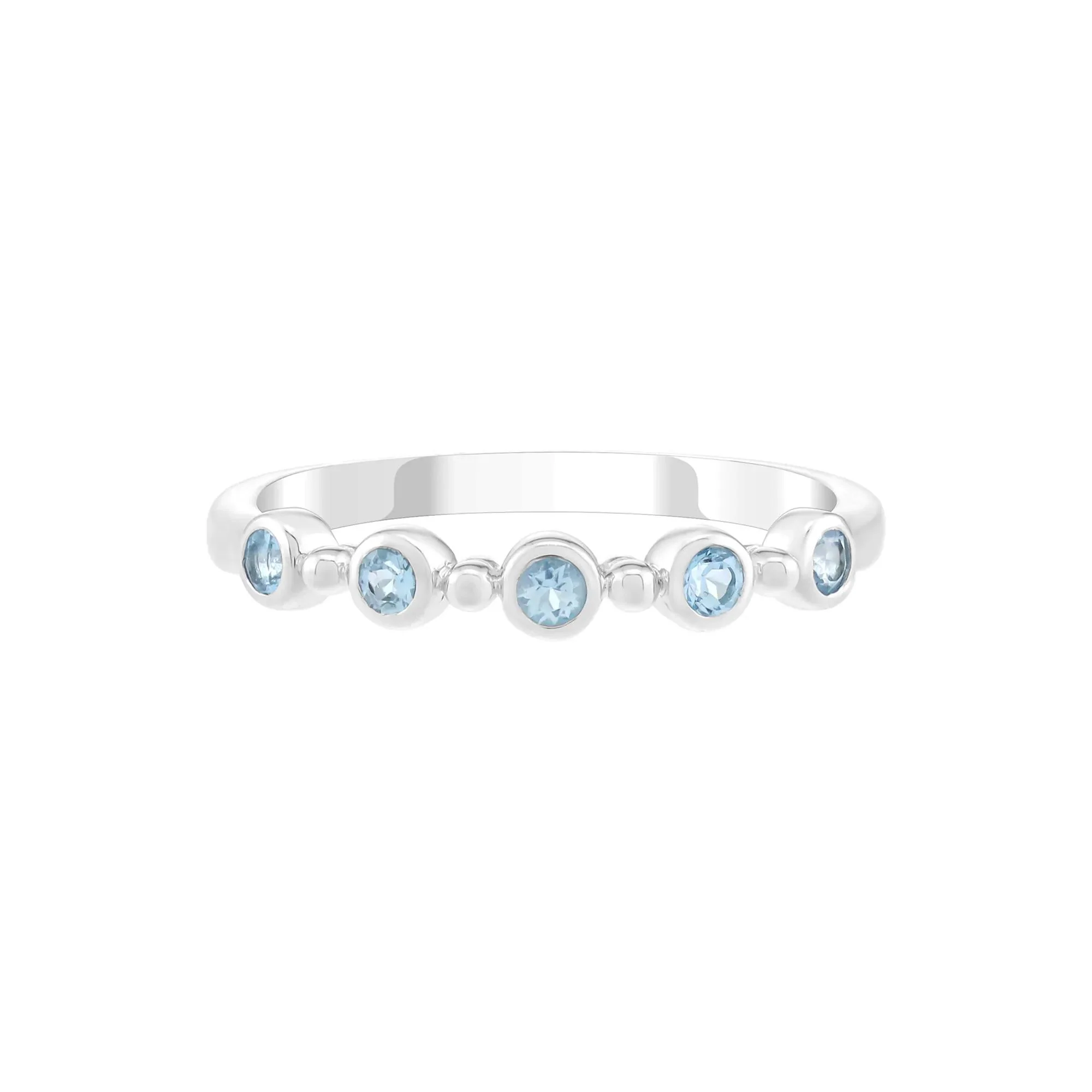 Swiss Blue Topaz Bezel Stack Ring .925 Sterling Silver White Size 10 2mm