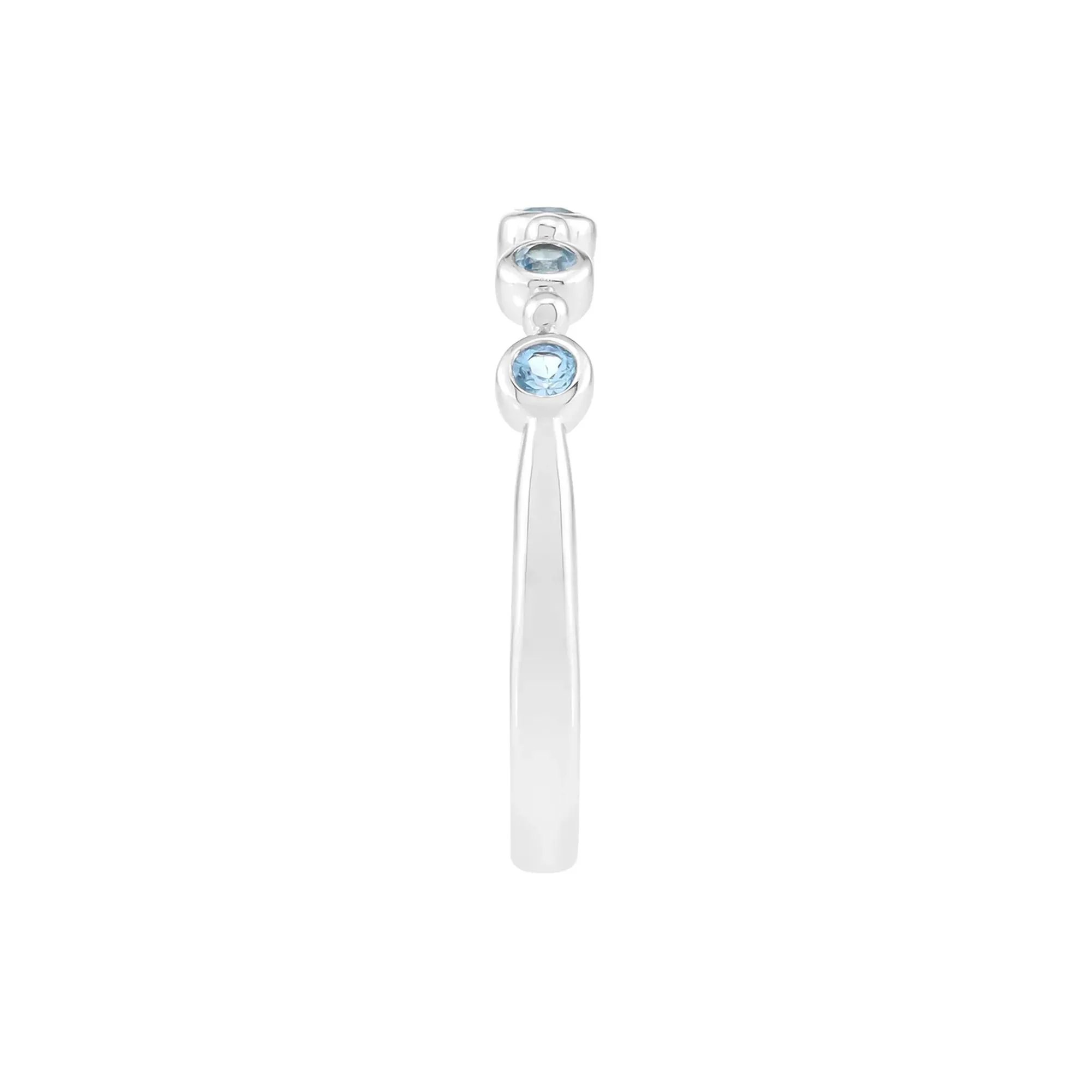 Swiss Blue Topaz Bezel Stack Ring .925 Sterling Silver White Size 6.5 2mm - Image 3