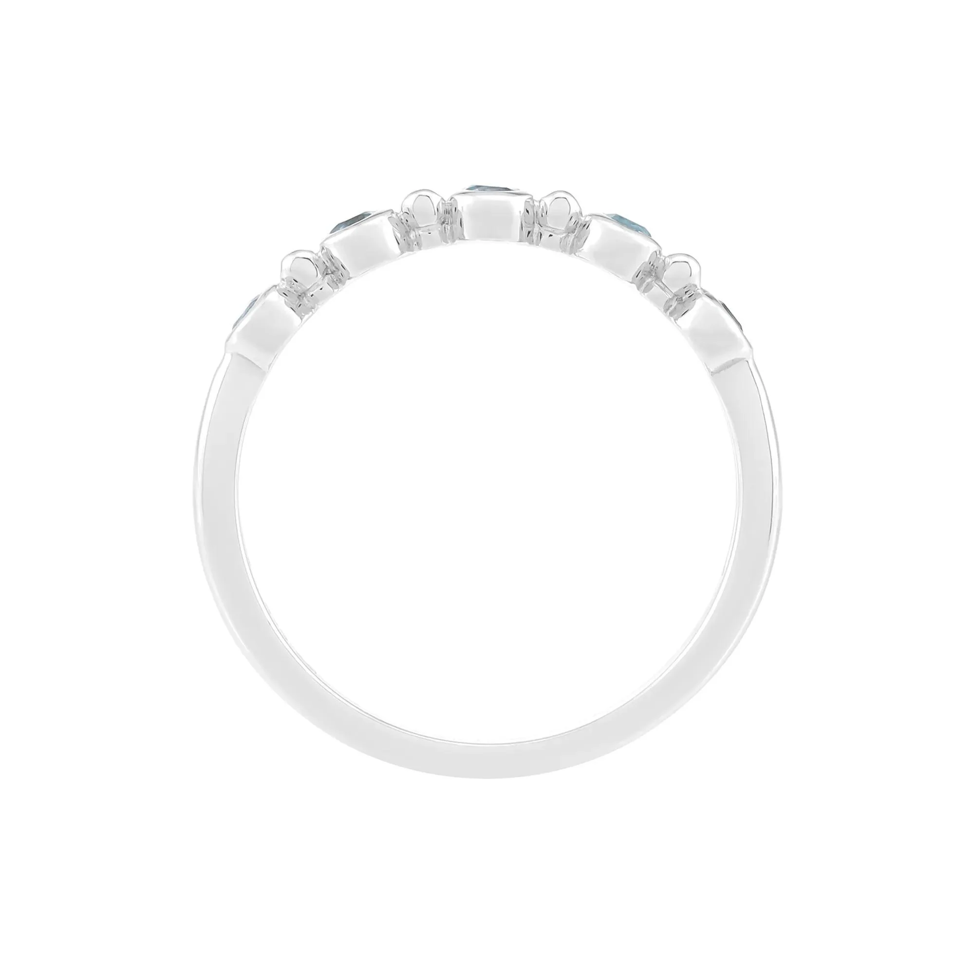 Swiss Blue Topaz Bezel Stack Ring .925 Sterling Silver White Size 9 2mm - Image 2