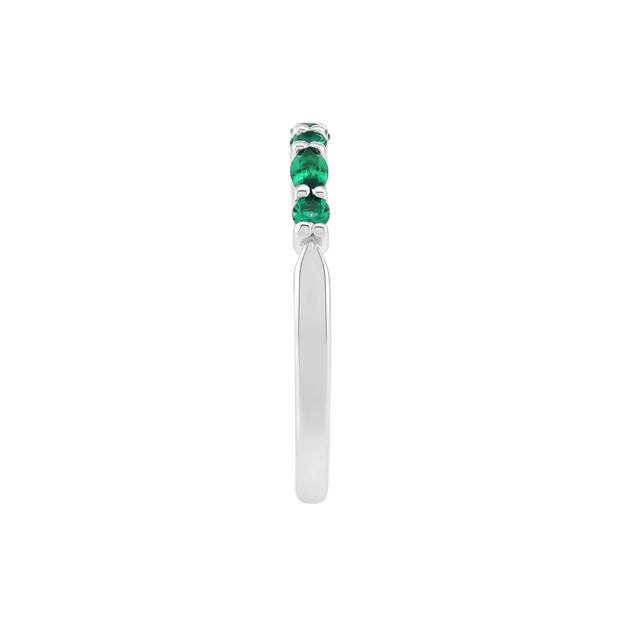 Lab-Created Emerald Stack Ring .925 Sterling Silver White Size 7 1.5mm - Image 2