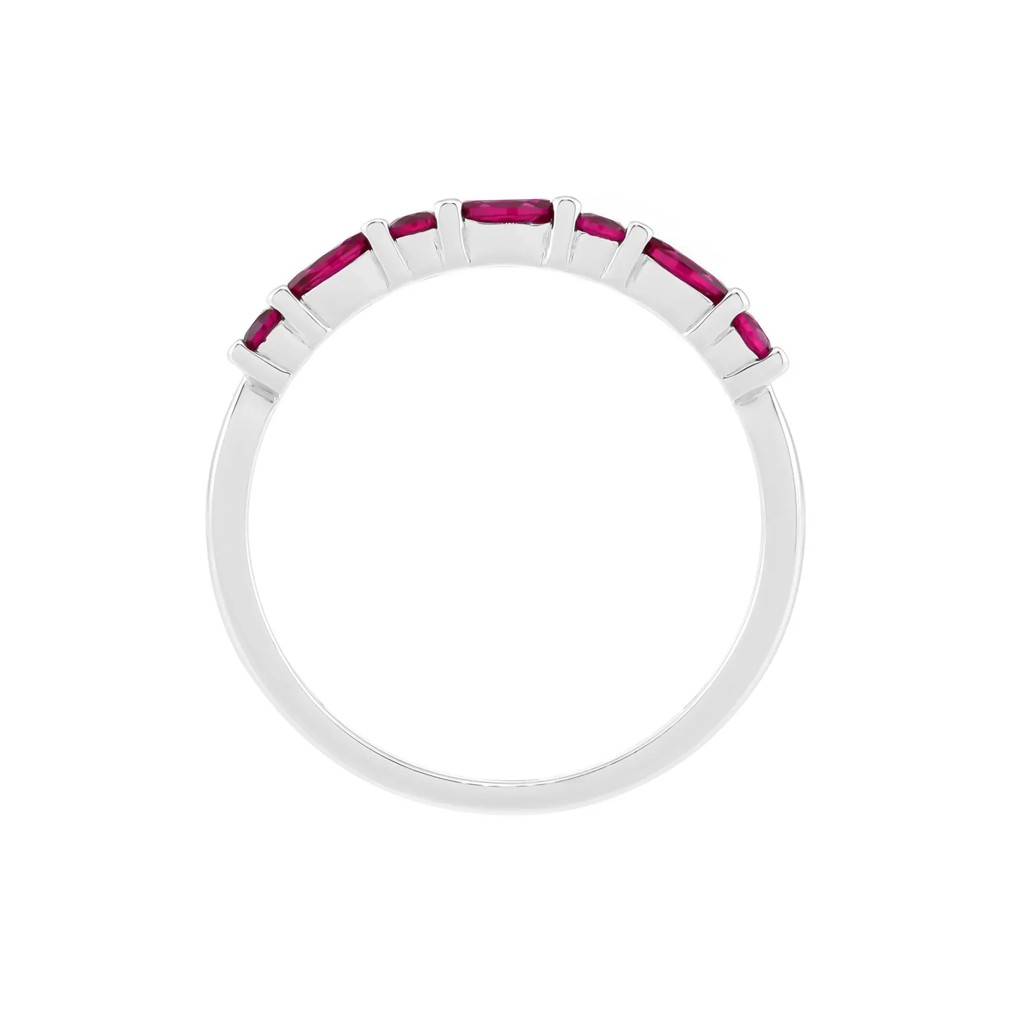 Lab-Created Ruby Stack Ring .925 Sterling Silver White Size 5.5 1.5mm - Image 2