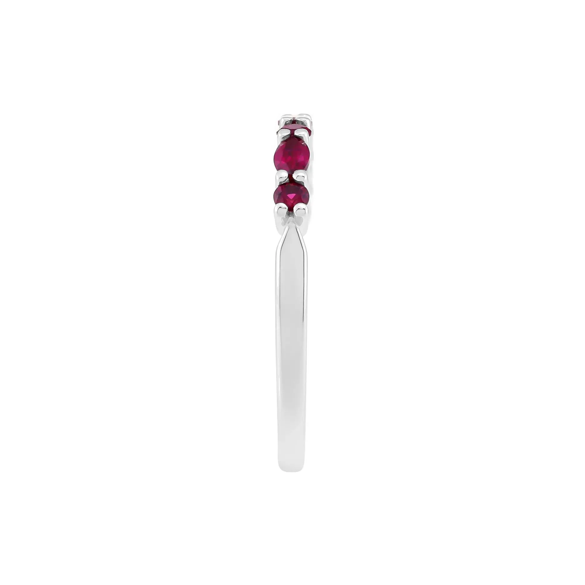 Lab-Created Ruby Stack Ring .925 Sterling Silver White Size 8.5 1.5mm - Image 3