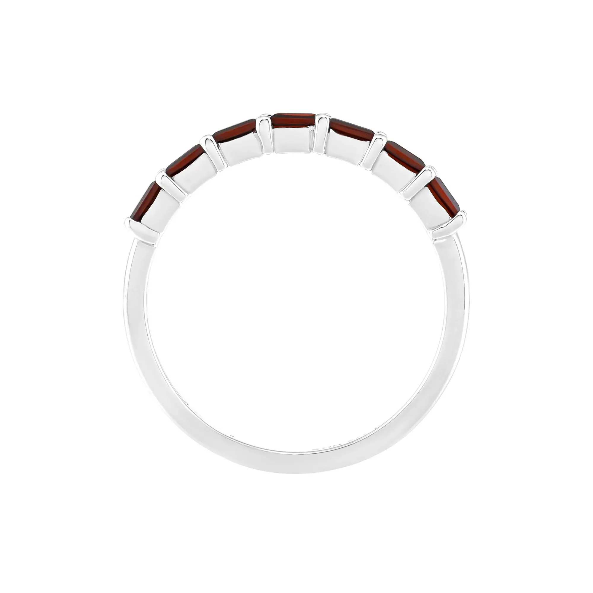 Garnet Baguette Stack Ring .925 Sterling Silver White Size 7.5 1.5mm - Image 2
