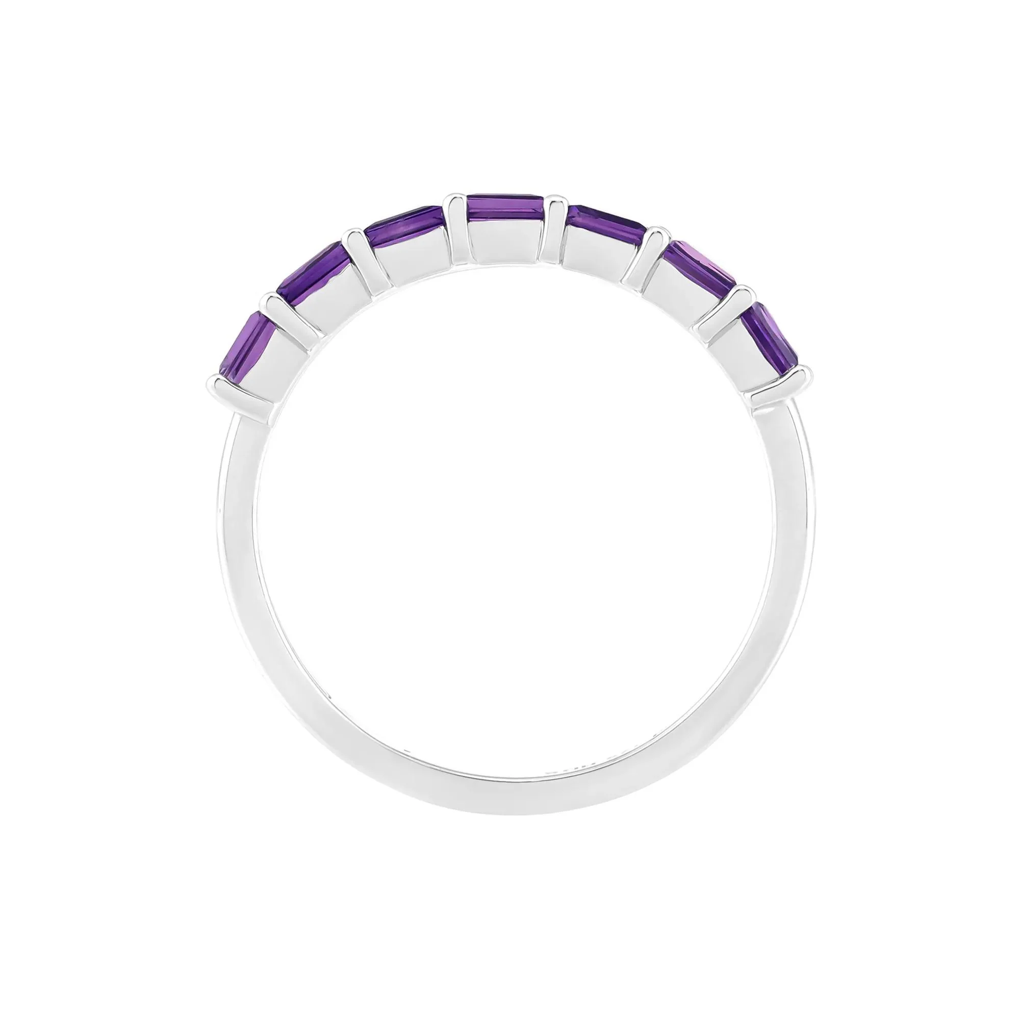 Amethyst Baguette Stack Ring .925 Sterling Silver White Size 8.5 1.5mm - Image 2