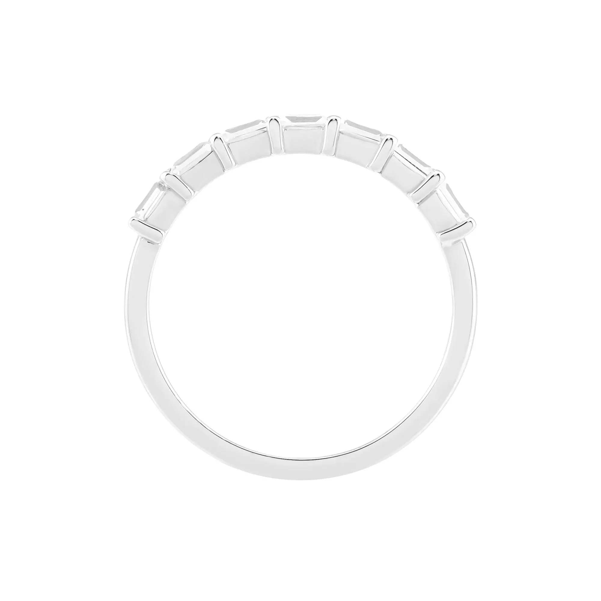 Lab-Created White Sapphire Baguette Stack Ring .925 Sterling Silver Size 7 1.5mm - Image 2