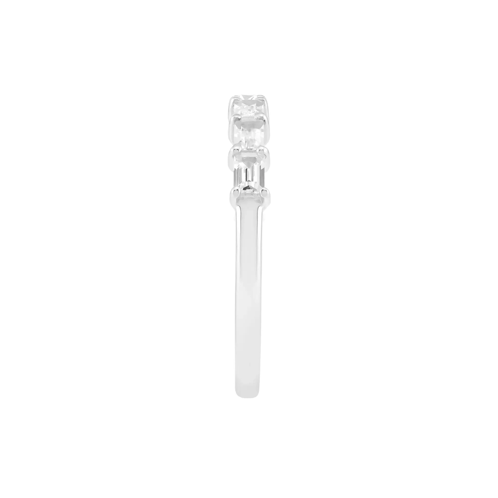 Lab-Created White Sapphire Baguette Stack Ring .925 Sterling Silver Size 9 1.5mm - Image 3