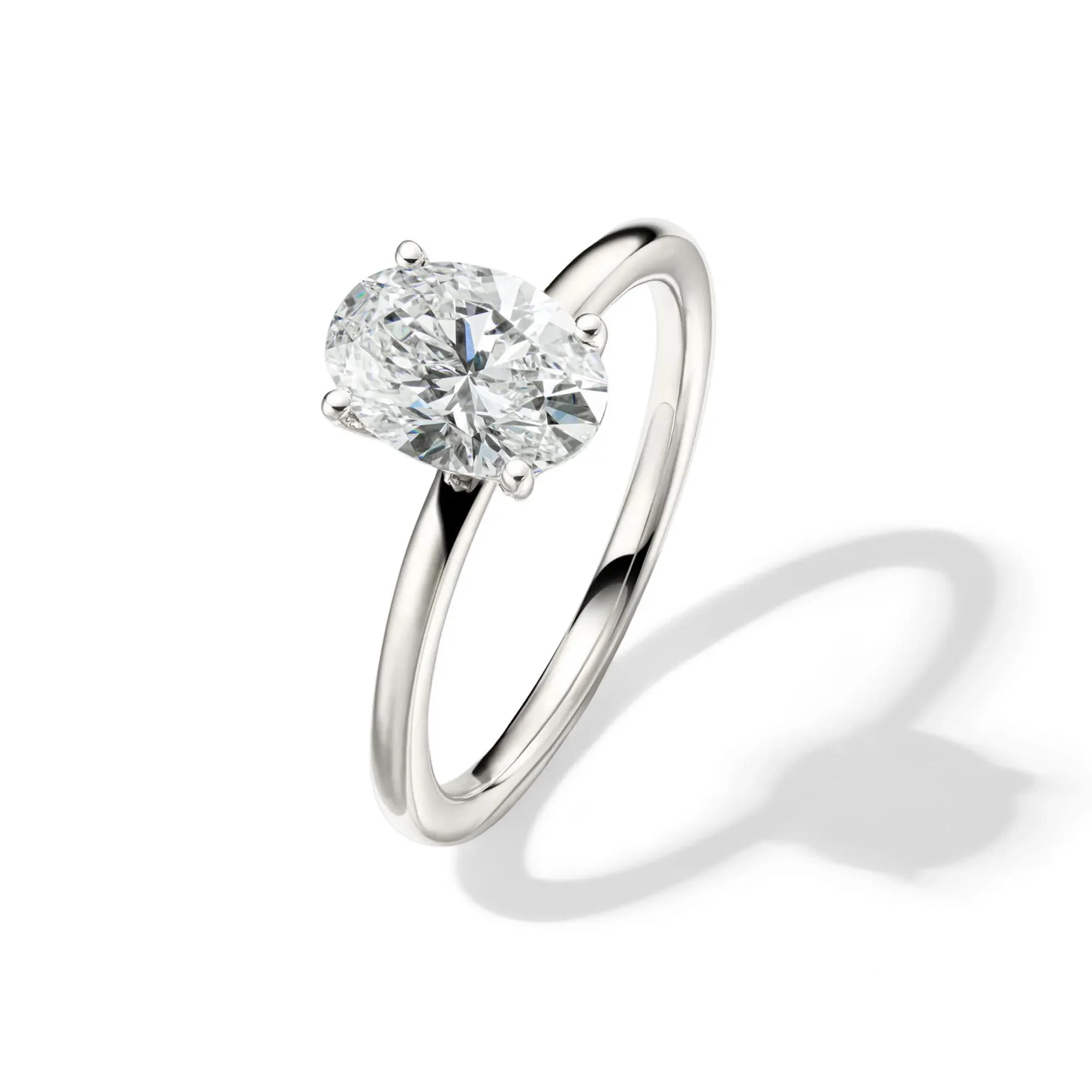Lab Grown Diamond Solitaire Oval Engagement Ring 14K White Gold (1/2 CT.) Size 7.5 2mm - Image 3