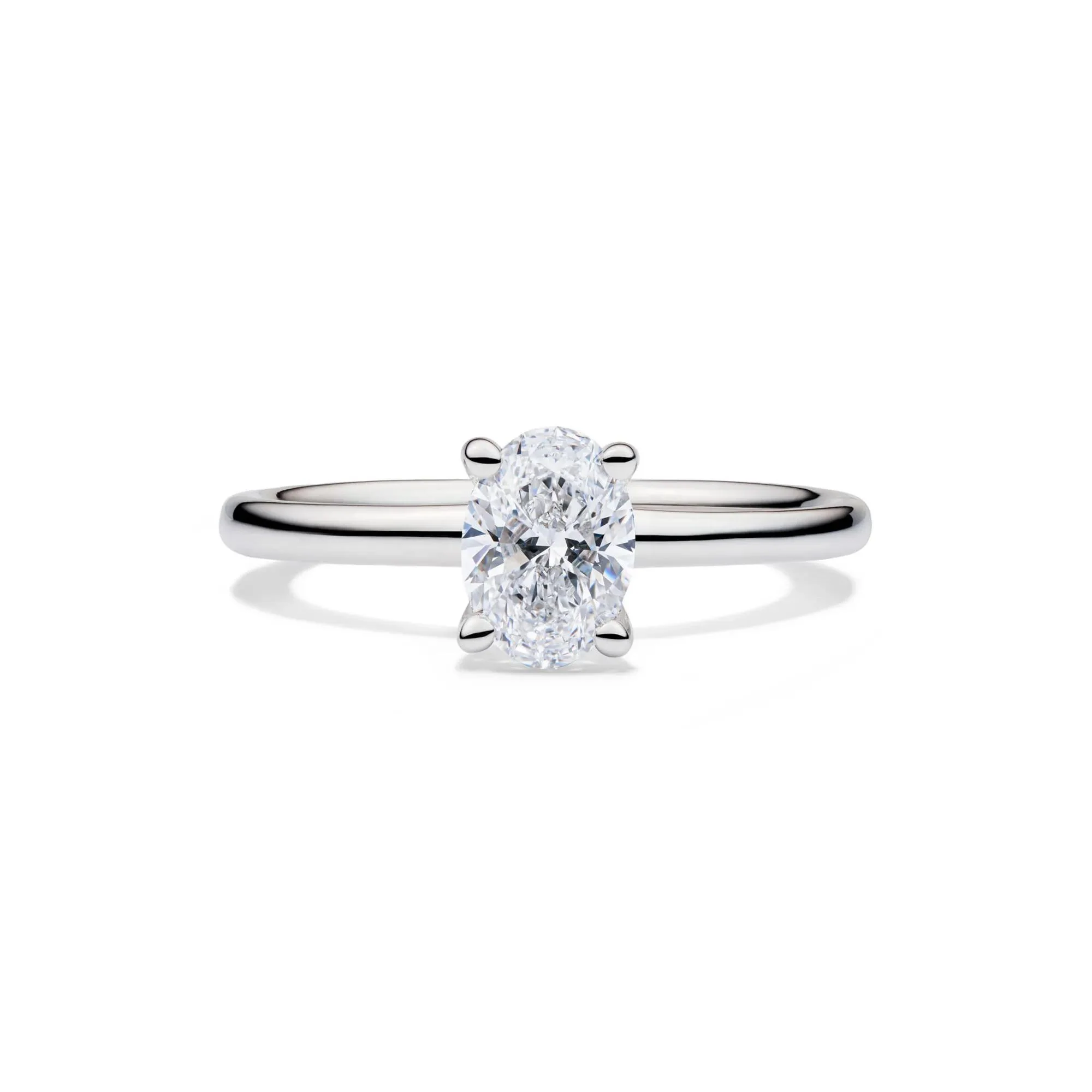 Lab Grown Diamond Solitaire Oval Engagement Ring 14K White Gold (1/2 CT.) Size 9.5 2mm - Image 4