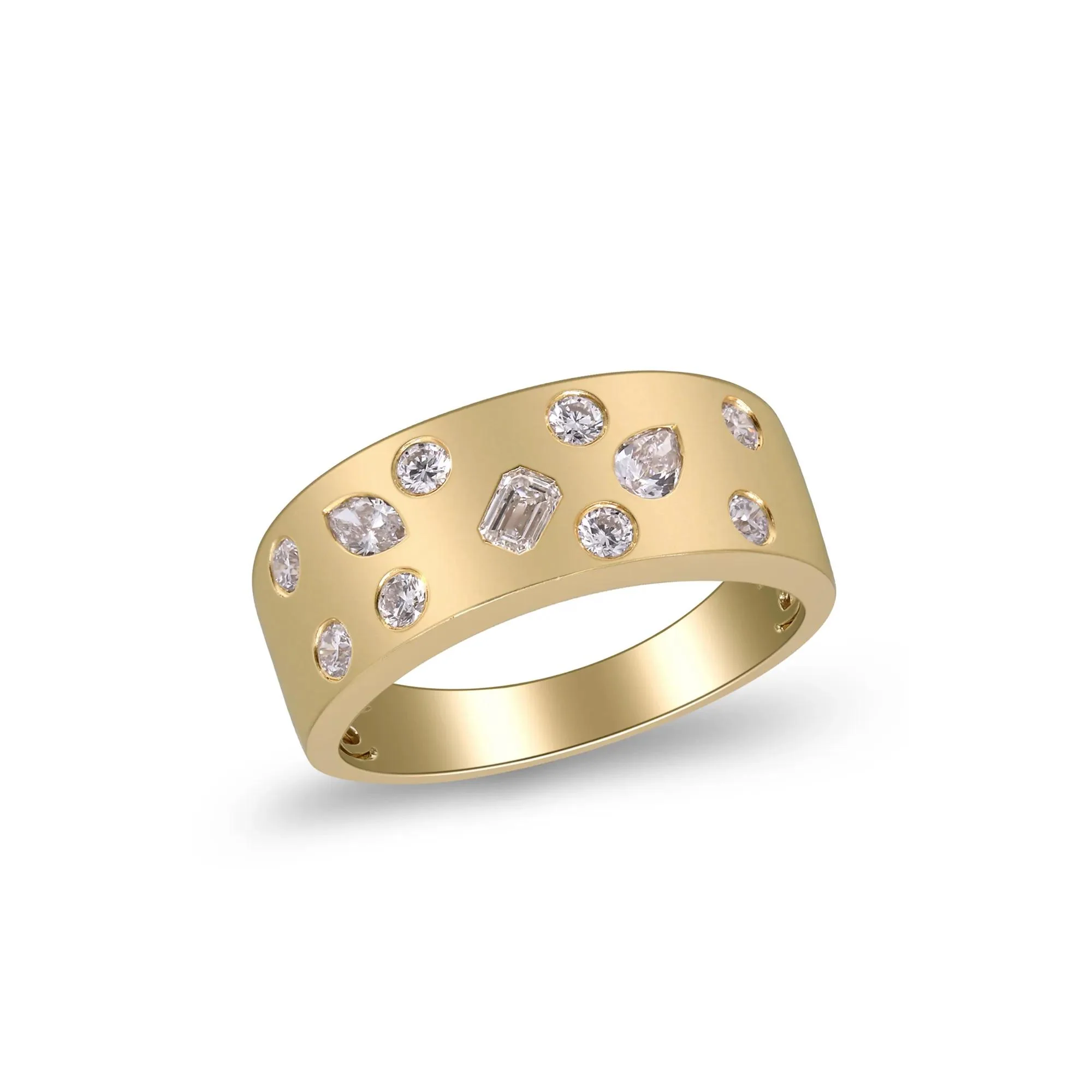 Multi-Cut Diamond Ring 10K Yellow Gold Size 6 2mm - Image 3