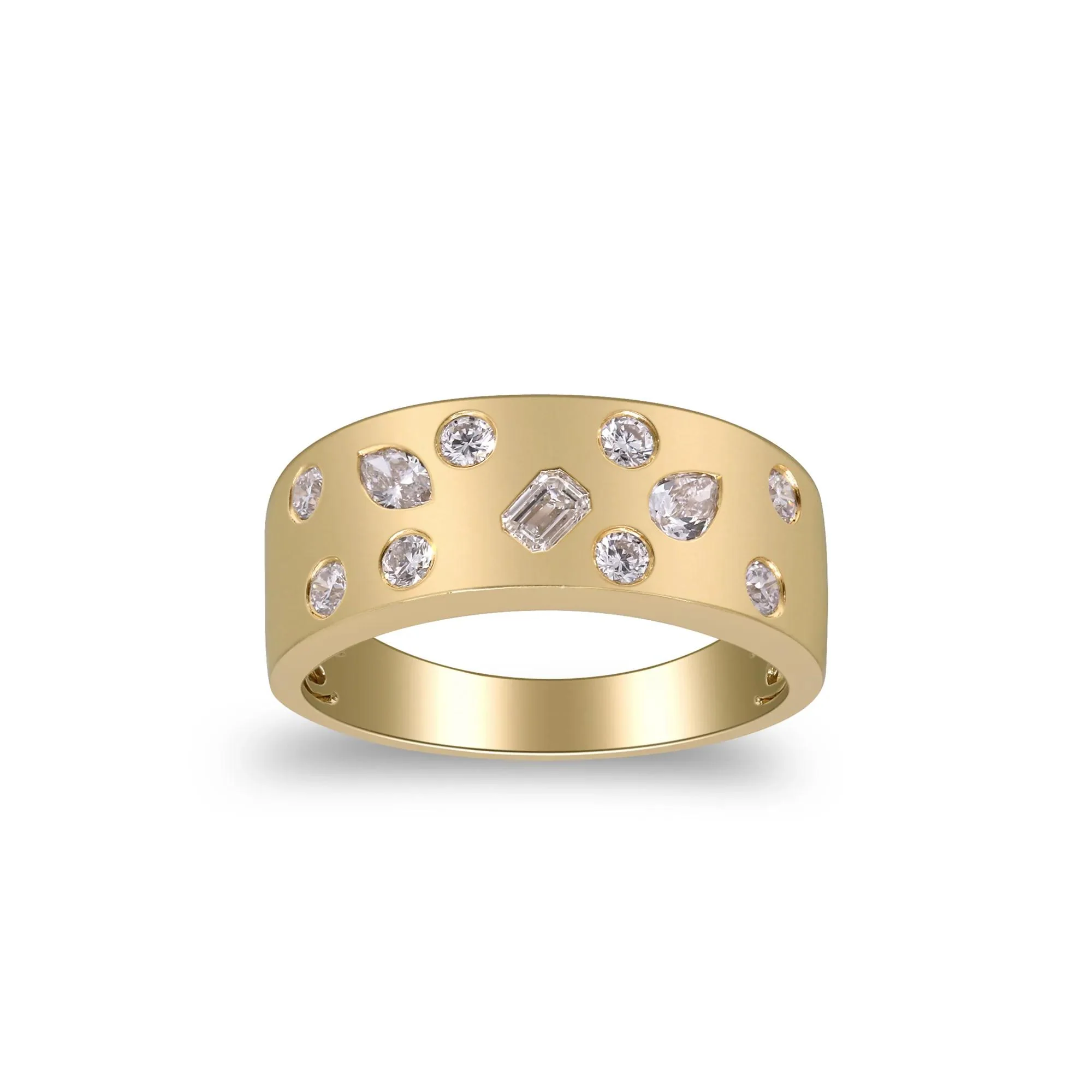 Multi-Cut Diamond Ring 10K Yellow Gold Size 6.5 2mm