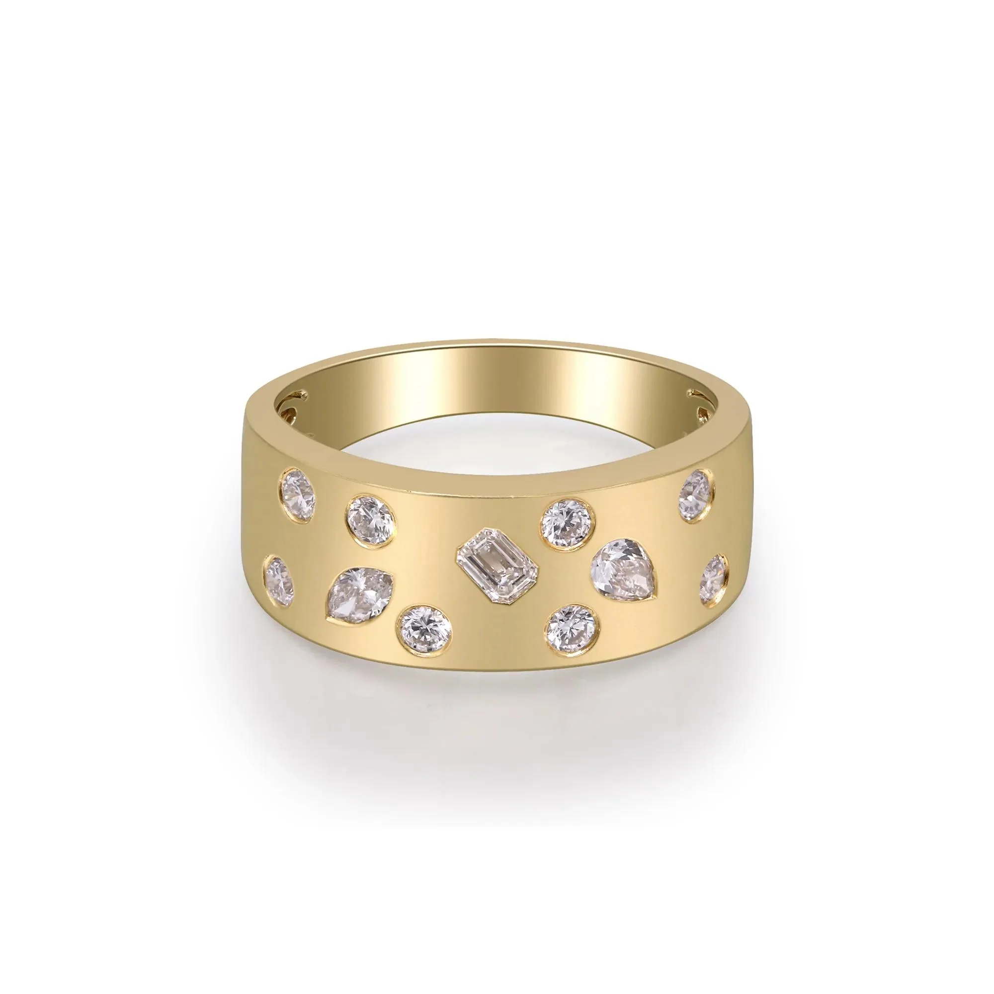 Multi-Cut Diamond Ring 10K Yellow Gold Size 7.5 2mm - Image 2