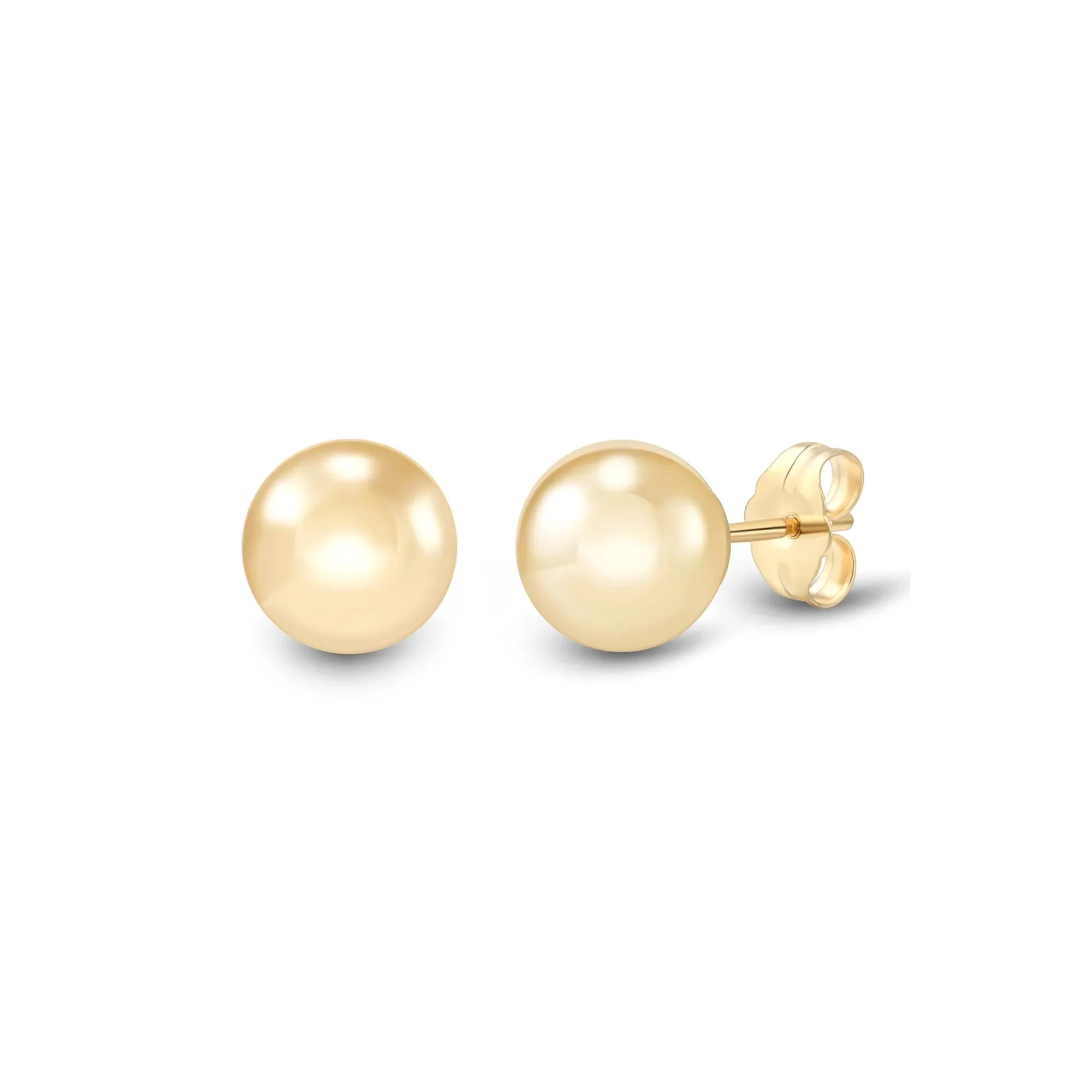 Polished Ball Stud Earrings 14K Yellow Gold Size 8.00mm - Image 2