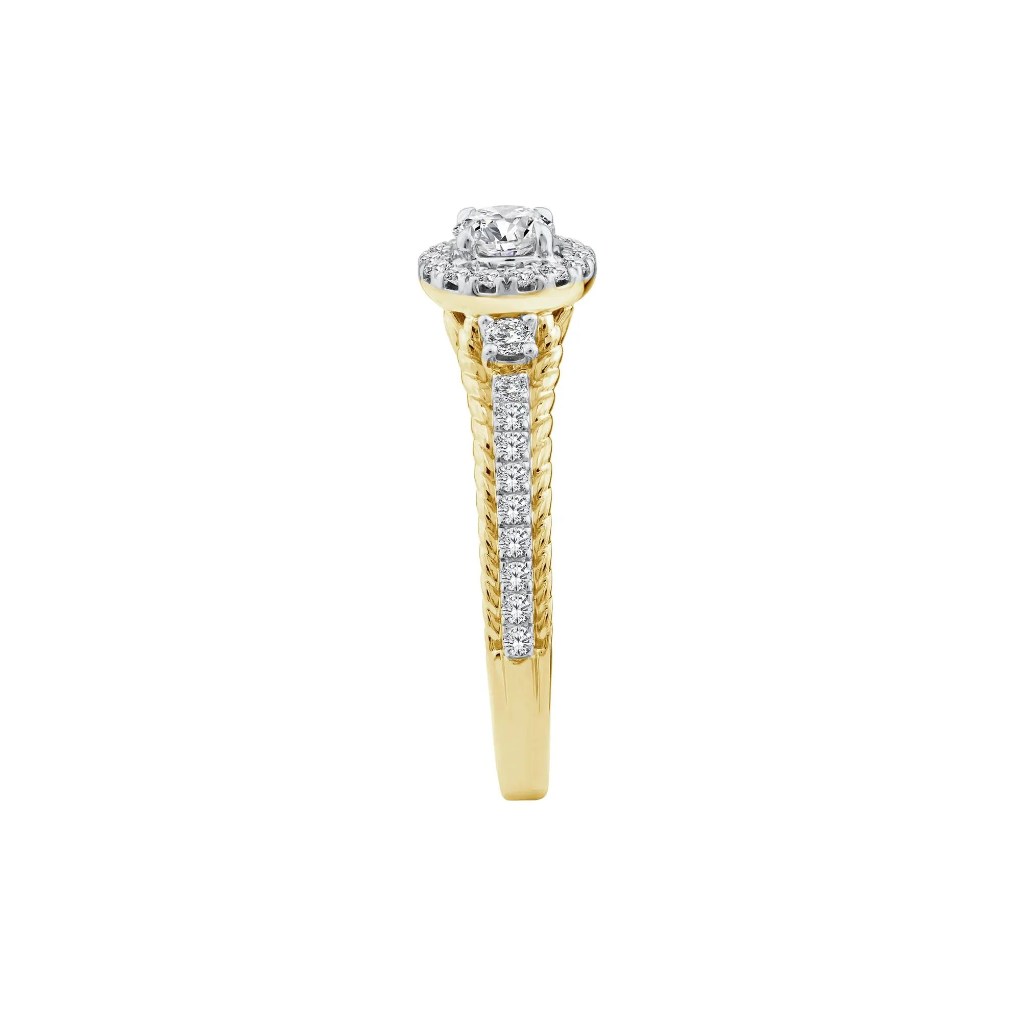 5/8 CT. Tw. Diamond Halo Engagement Ring 14K Yellow Gold Round Brilliant Cut Size 7 2mm - Image 3