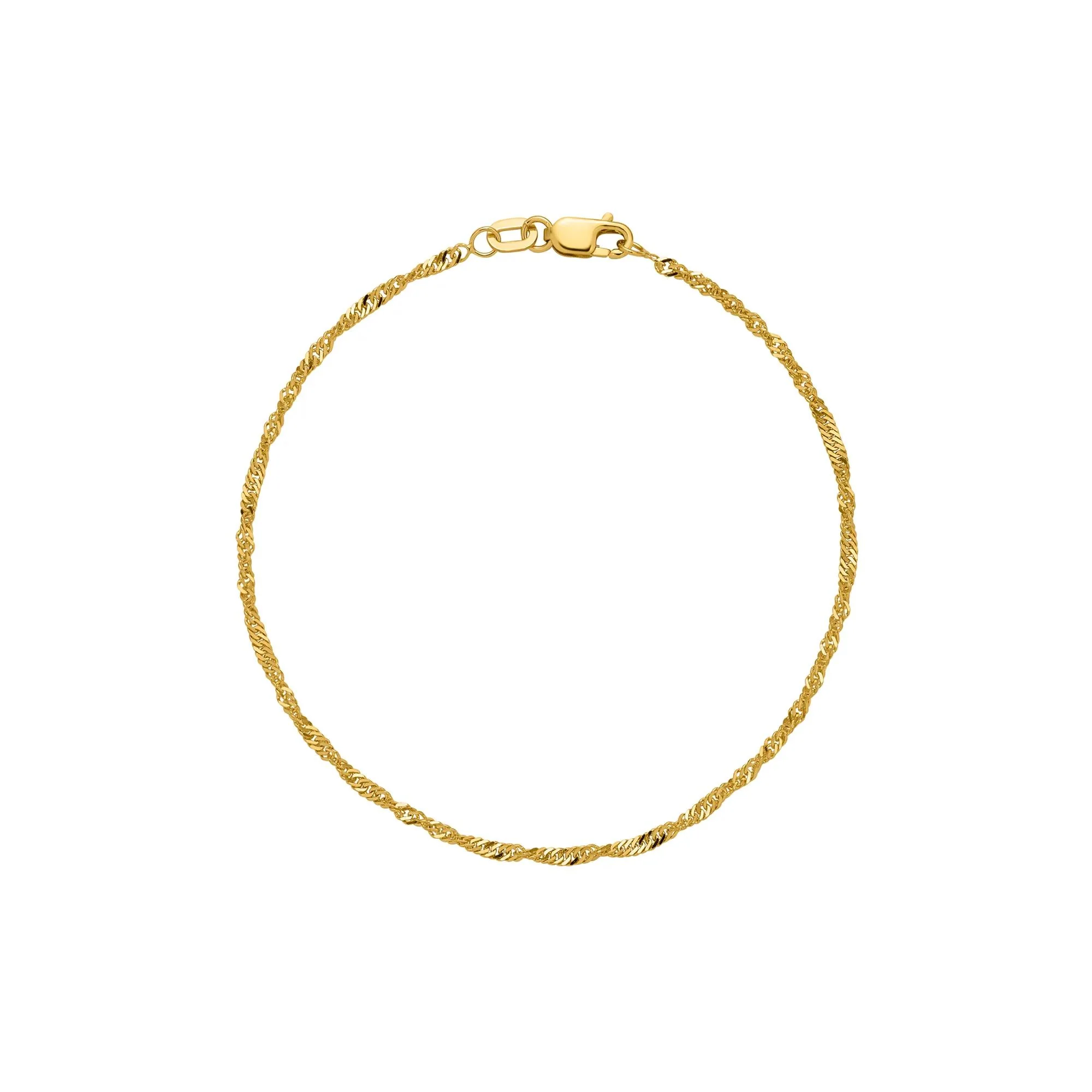 Singapore Chain and Silky Herringbone Chain Bracelet Box Set 10K Yellow Gold Size 7" - Image 3