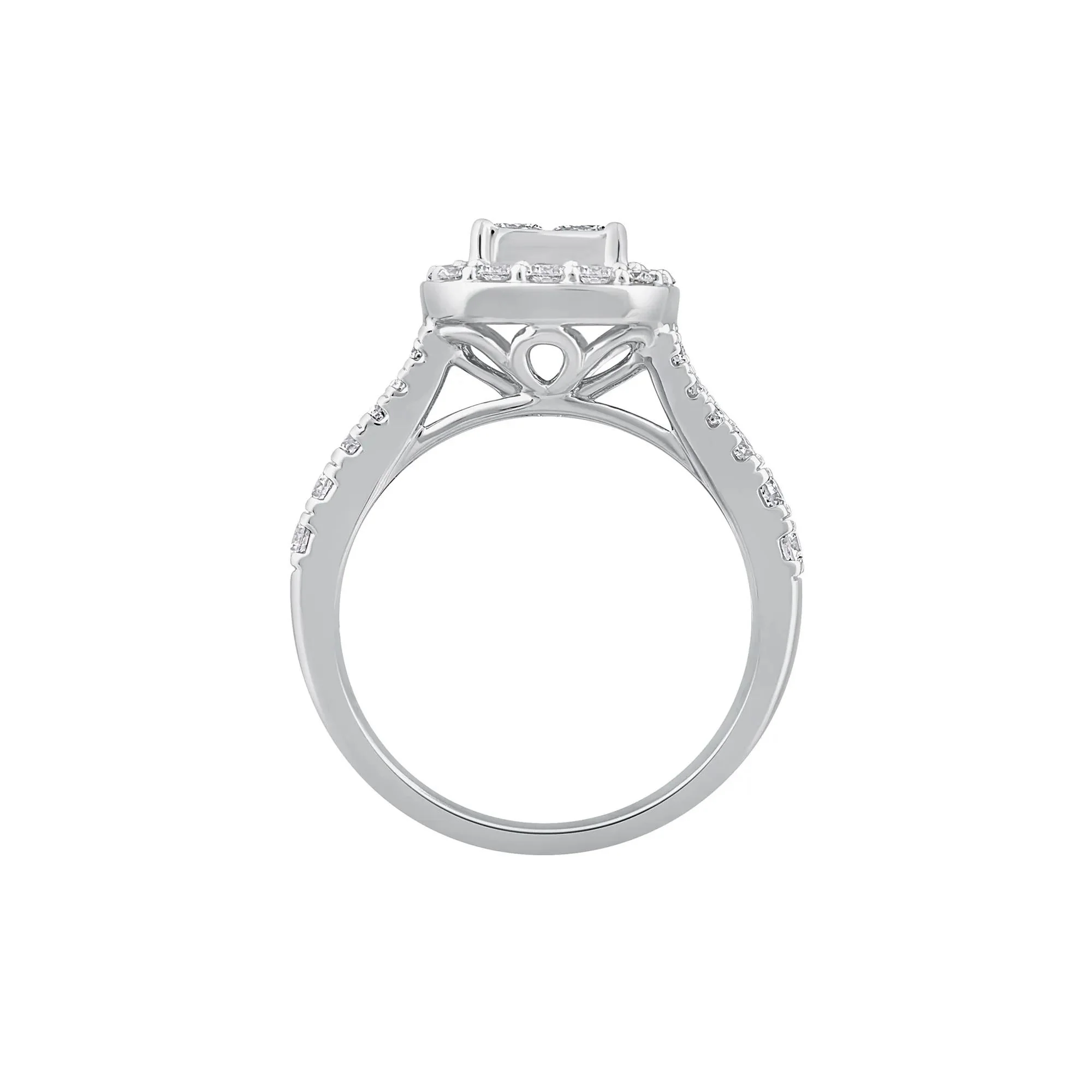 1/4 CT. Tw. Princess-Cut Diamond Composite Engagement Ring 10K White Gold Round Brilliant Cut Size 6.5 1mm - Image 2