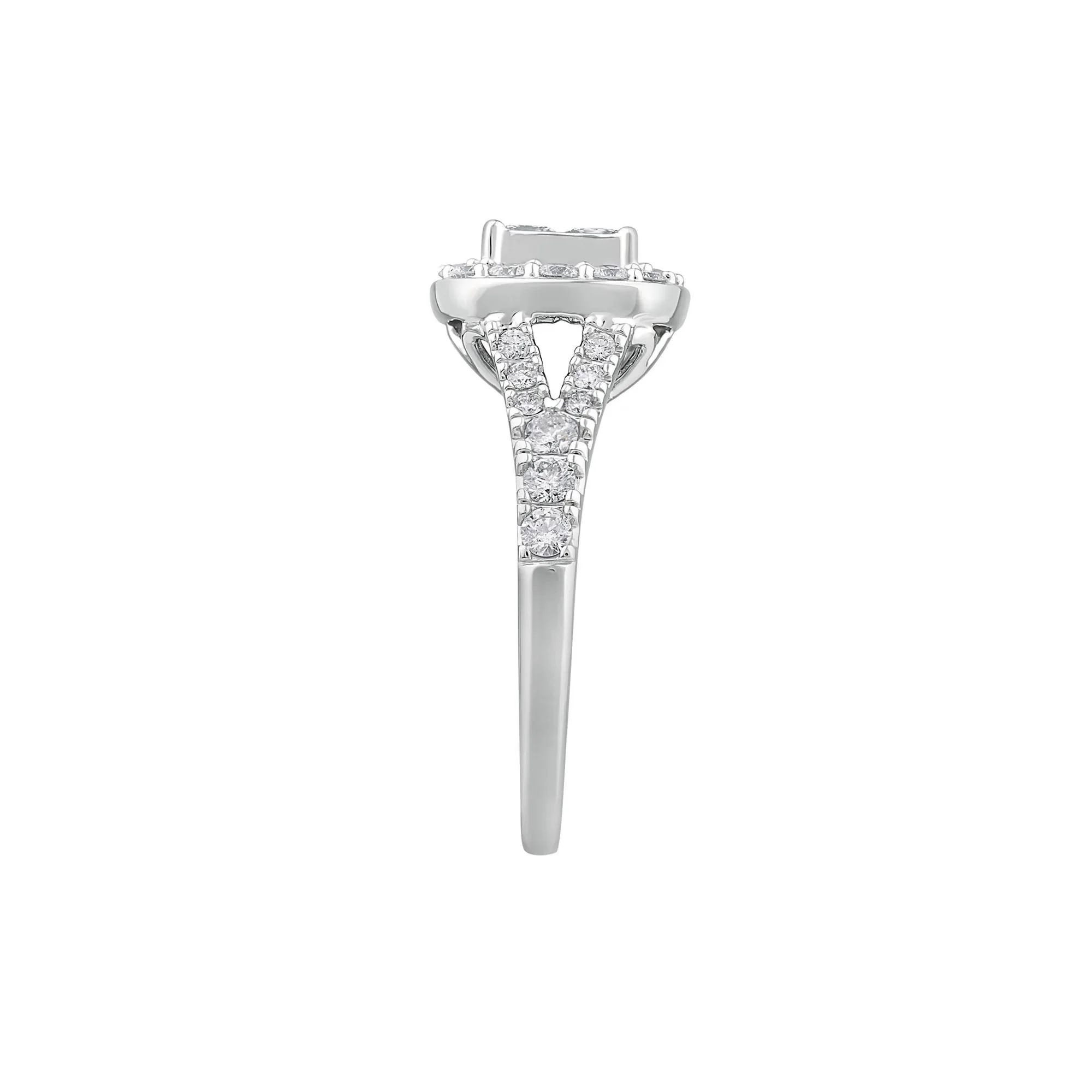 1/4 CT. Tw. Princess-Cut Diamond Composite Engagement Ring 10K White Gold Round Brilliant Cut Size 6.5 1mm - Image 3