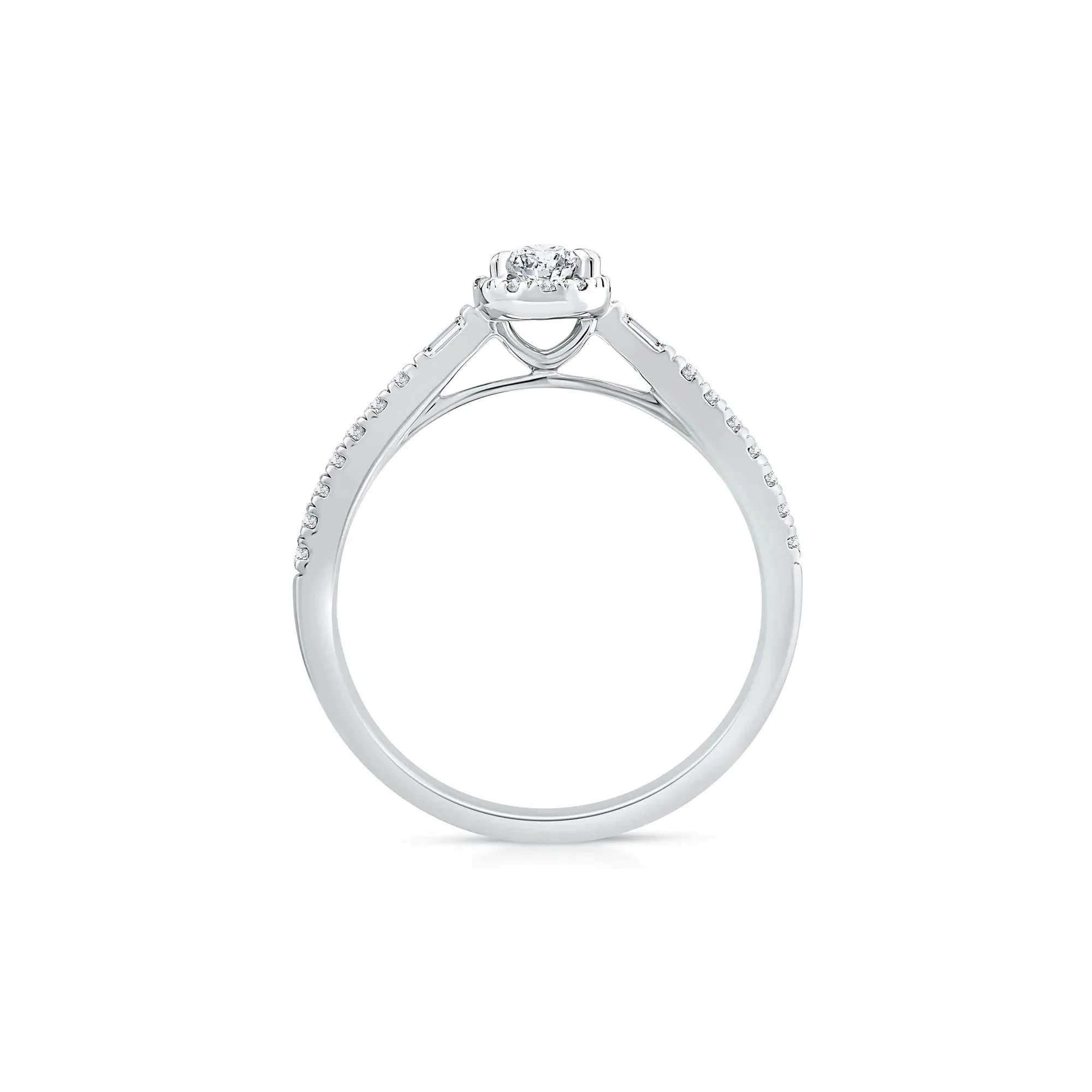 3/8 CT. Tw. Pear-Shaped Diamond Halo Engagement Ring 10K White Gold Round Brilliant Cut Size 7 1mm