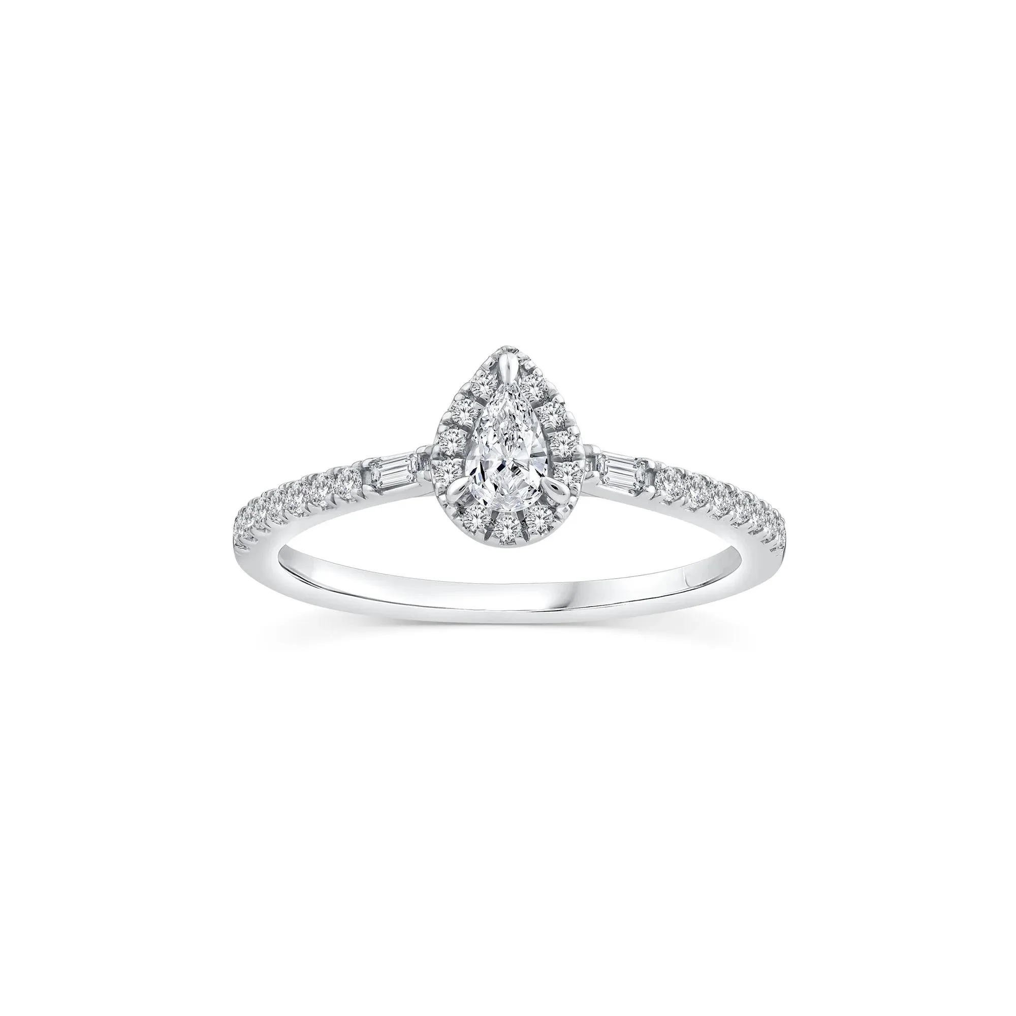 3/8 CT. Tw. Pear-Shaped Diamond Halo Engagement Ring 10K White Gold Round Brilliant Cut Size 7 1mm - Image 2