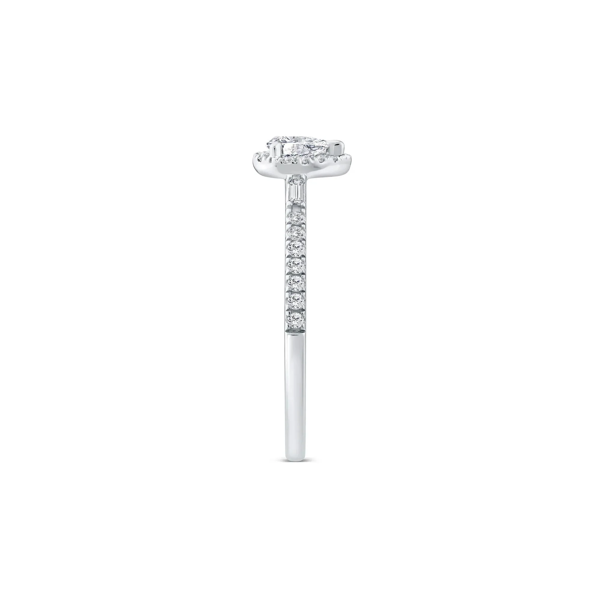 3/8 CT. Tw. Pear-Shaped Diamond Halo Engagement Ring 10K White Gold Round Brilliant Cut Size 9 1mm - Image 3