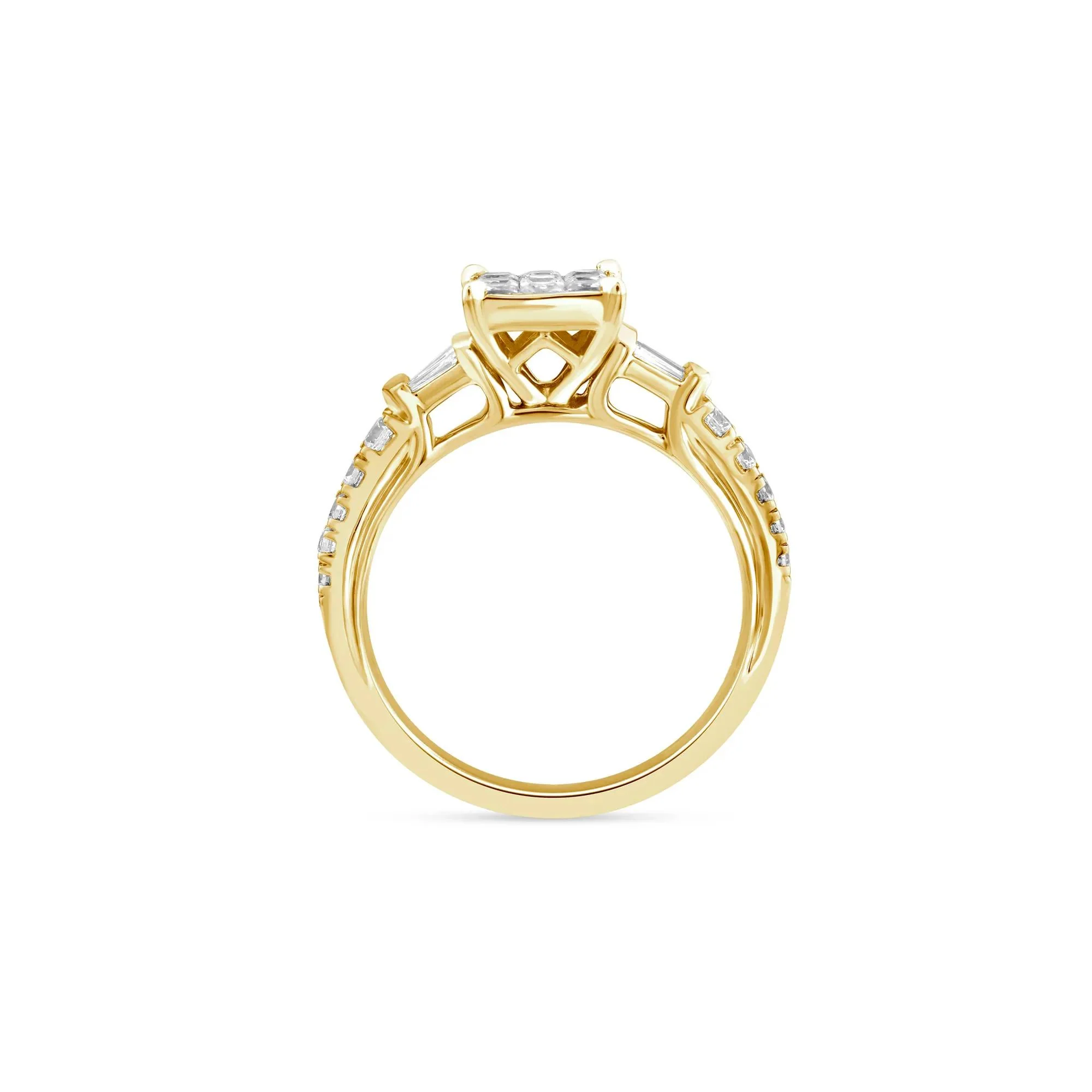 3/4 CT. Tw. Princess-Cut Diamond Composite Engagement Ring 10K Yellow Gold Round Brilliant Cut Size 6 1.5mm - Image 2