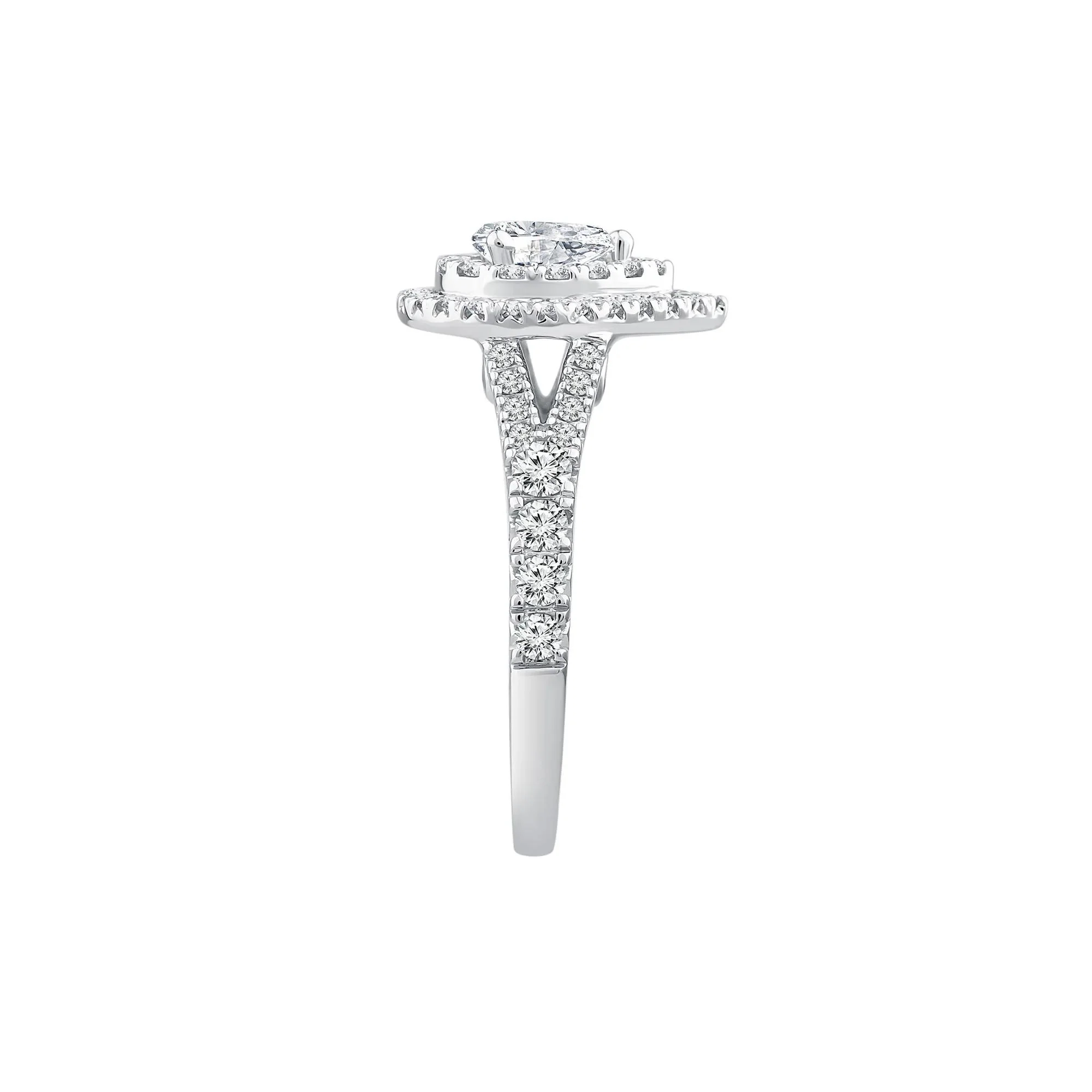 1/4 CT. Tw. Pear-Shaped Diamond Double Halo Engagement Ring 14K White Gold Round Brilliant Cut Size 7.5 1mm - Image 3